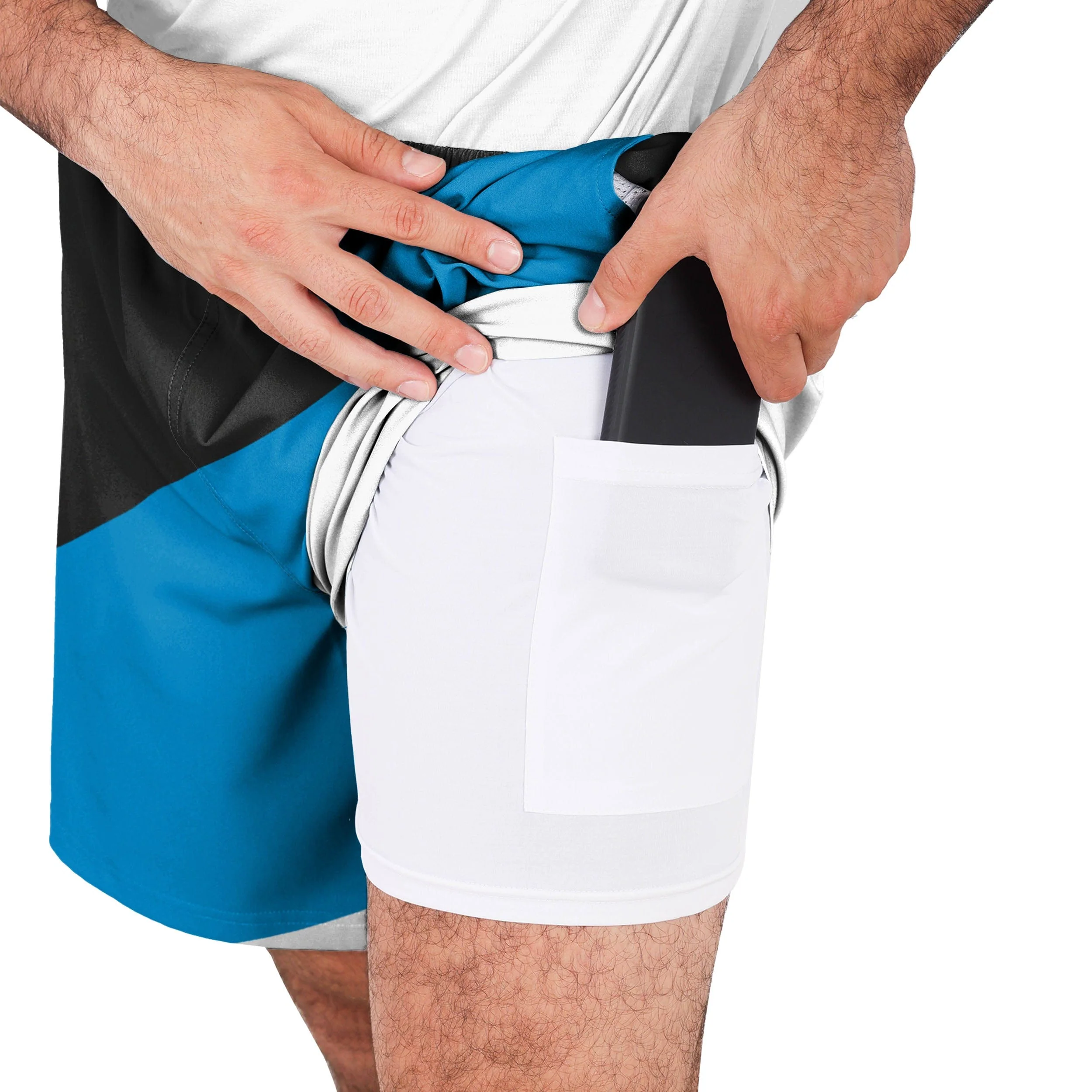 Carolina Panthers NFL Mens Colorblock Double Down Liner Training Shorts - Image 5