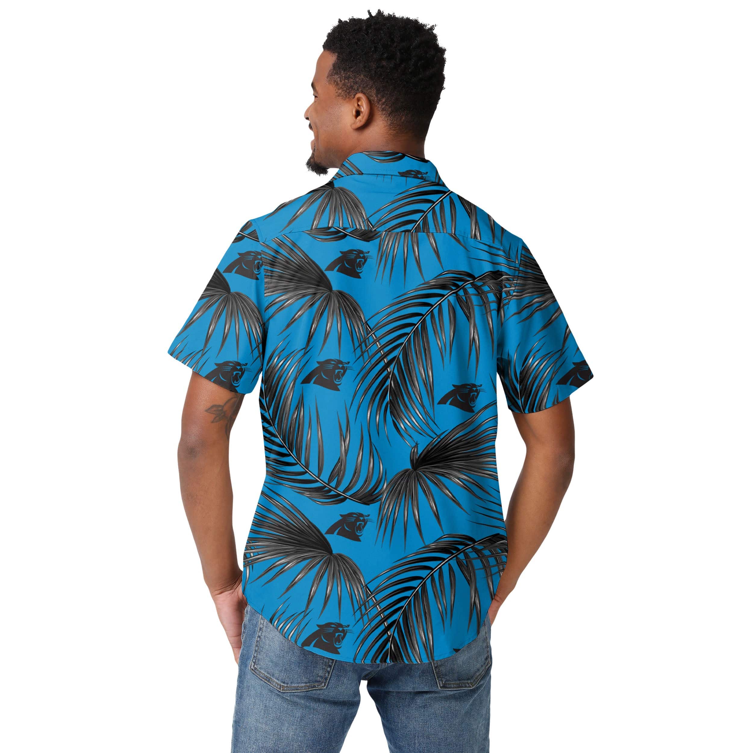 Carolina Panthers NFL Mens Hawaiian Button Up Shirt - Image 3