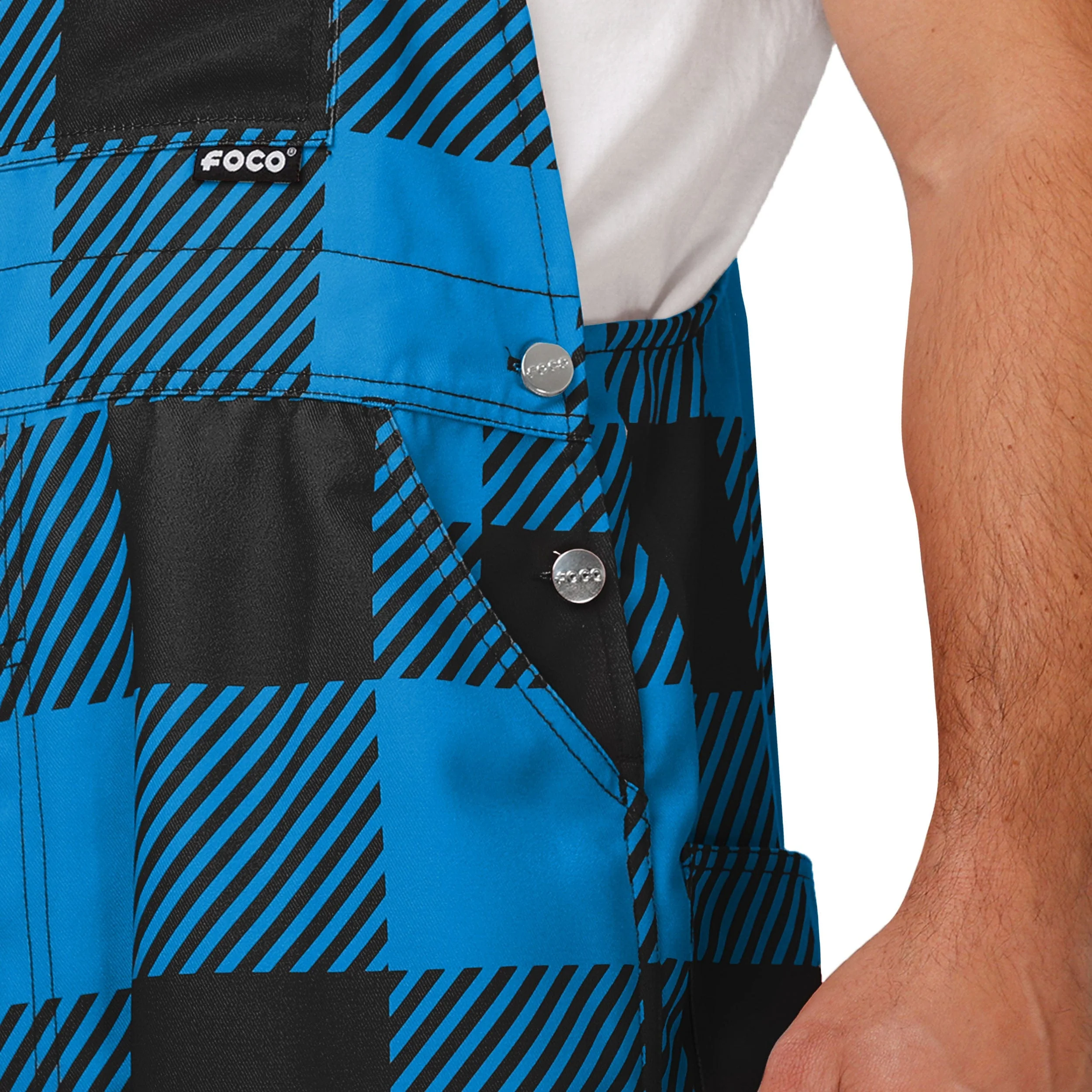 Carolina Panthers NFL Mens Plaid Bib Overalls - Image 5