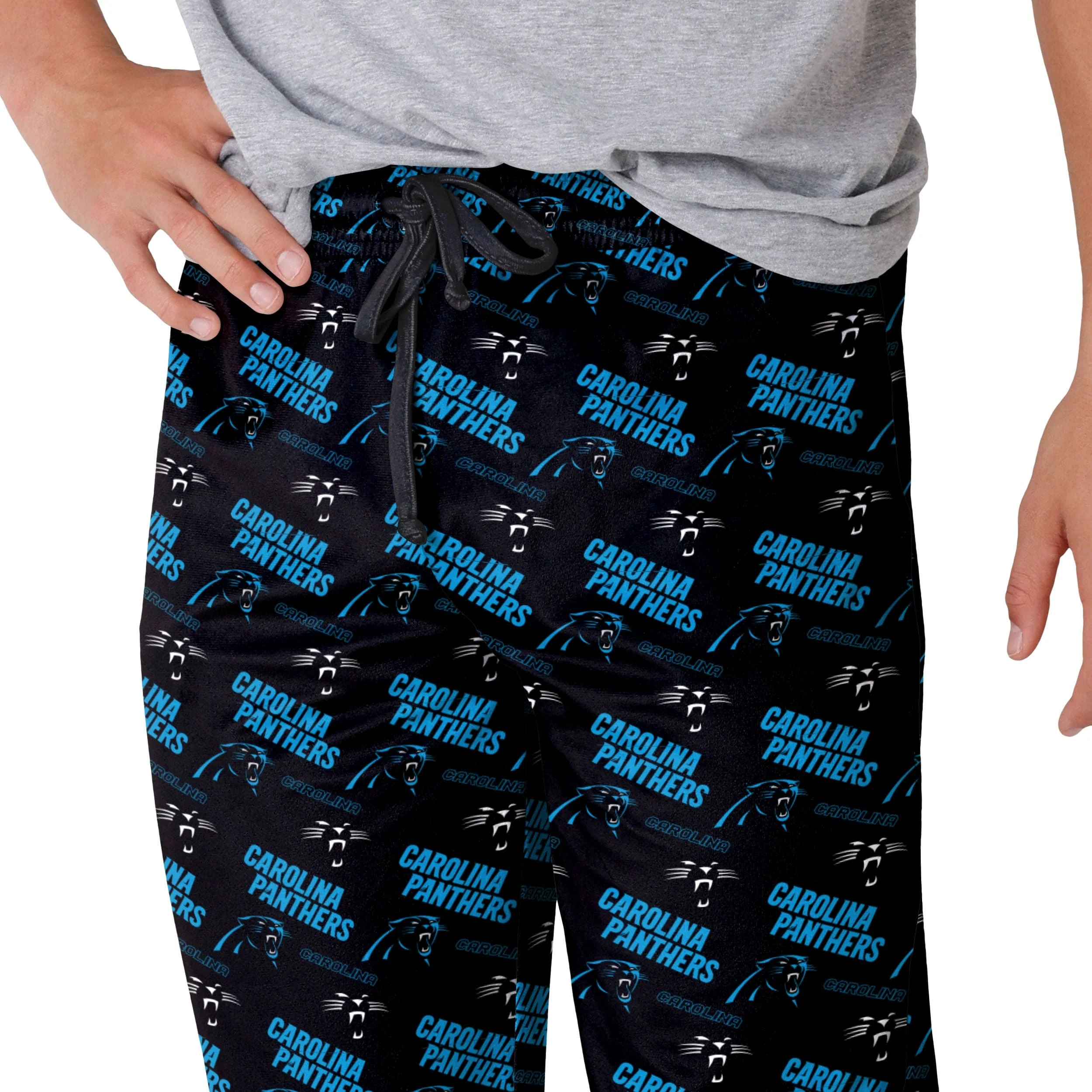 Carolina Panthers NFL Mens Repeat Print Lounge Pants - Image 3