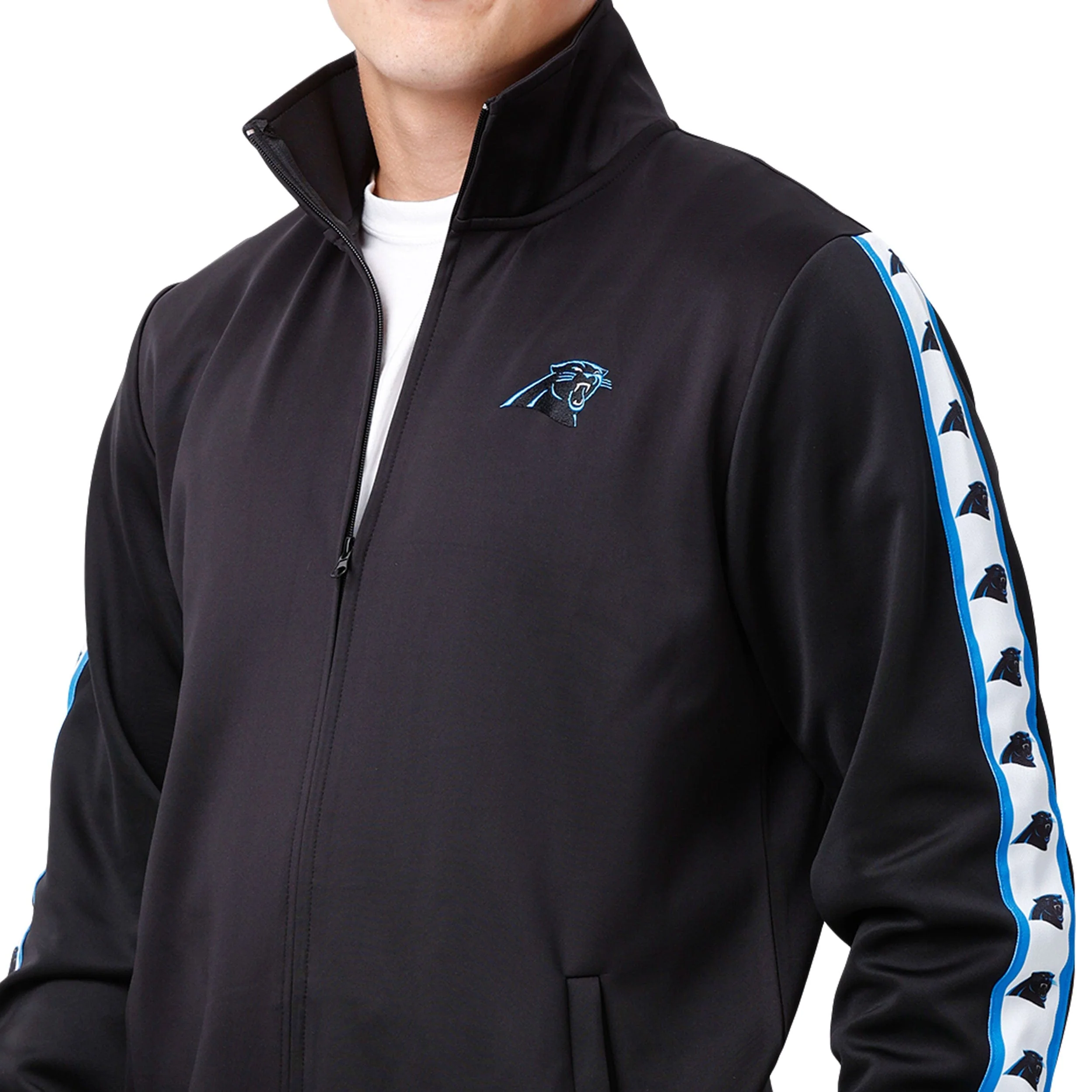 Carolina Panthers NFL Mens Stripe Logo Track Jacket - Image 3