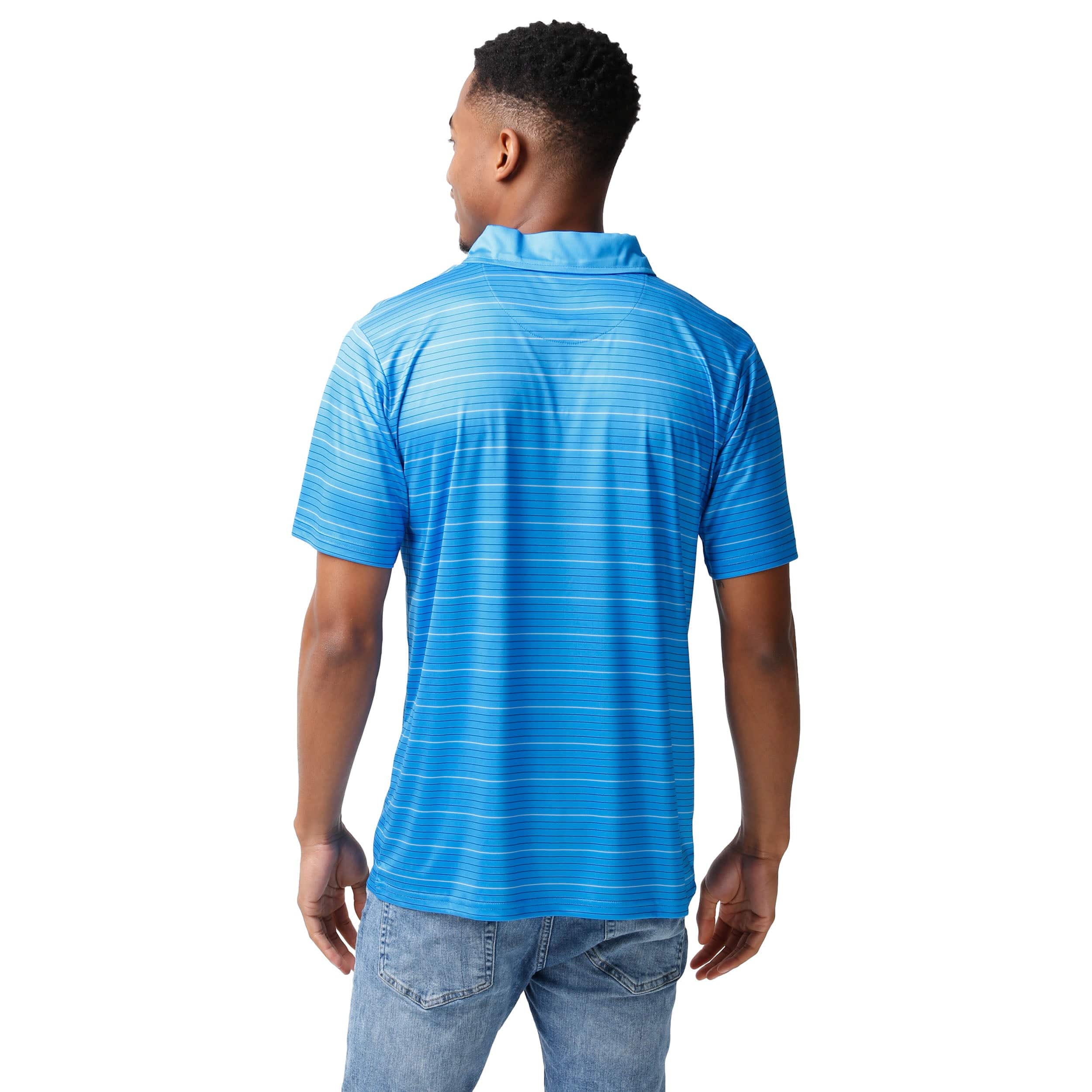 Carolina Panthers NFL Mens Striped Polyester Polo - Image 2
