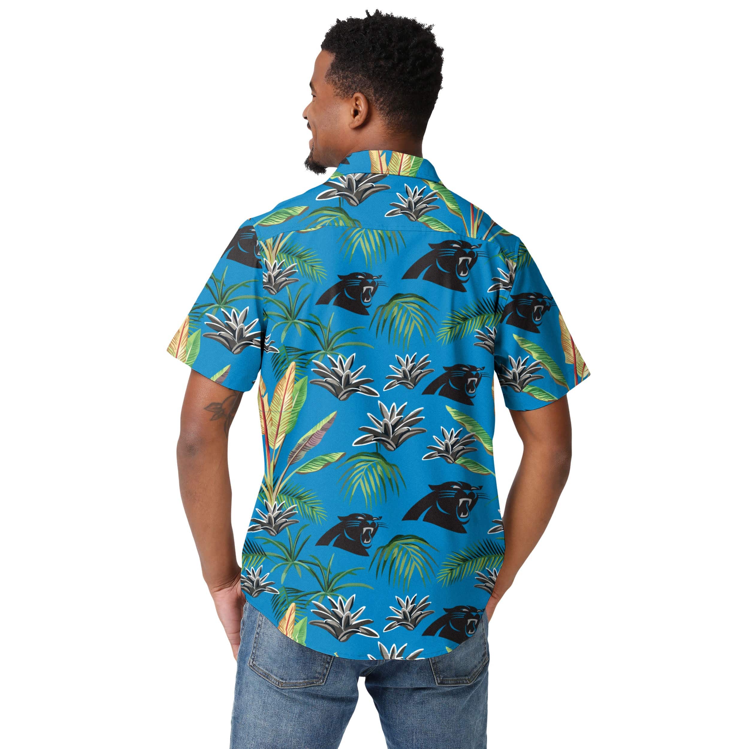 Carolina Panthers NFL Mens Victory Vacay Button Up Shirt - Image 3