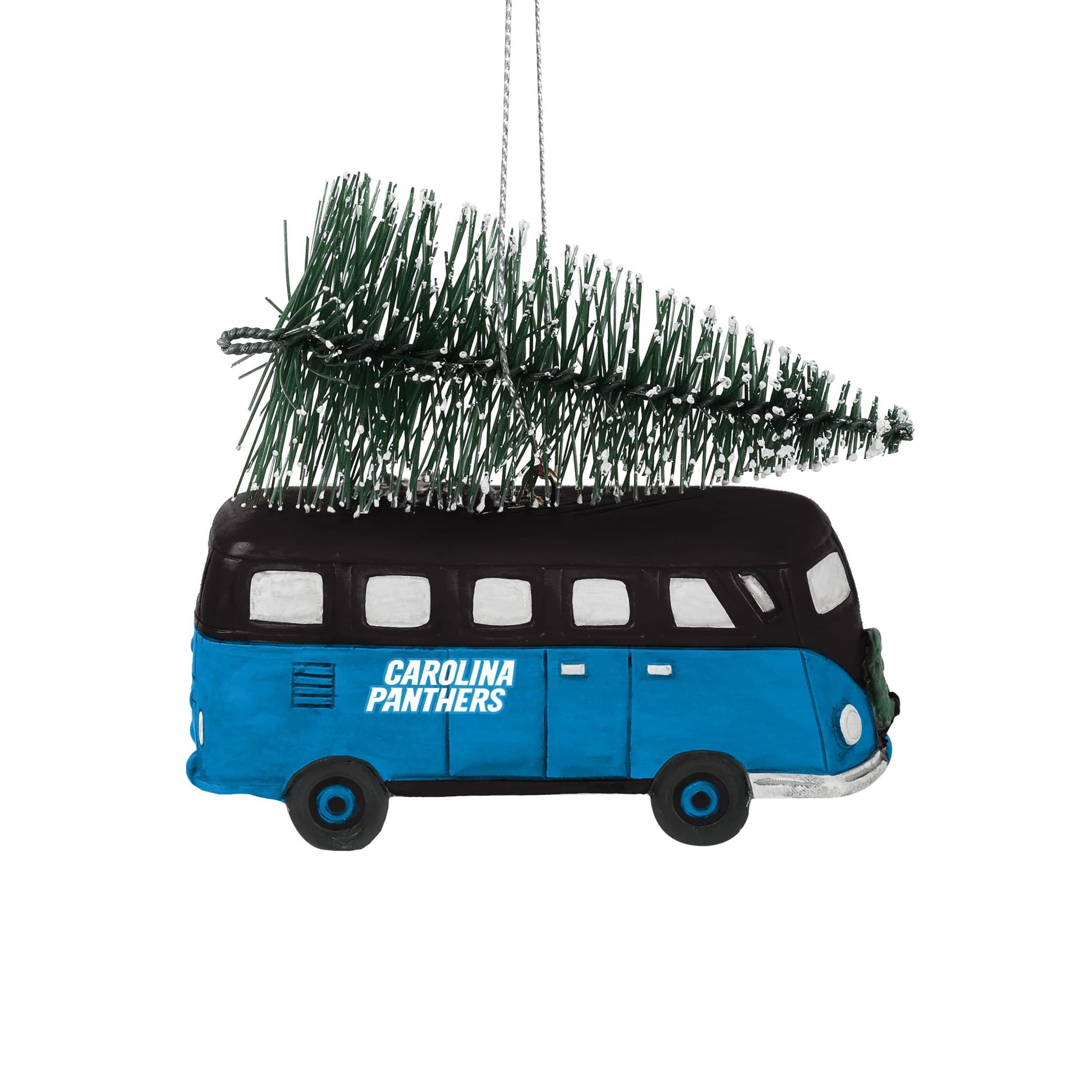 Carolina Panthers NFL Retro Bus With Tree Ornament - Image 2