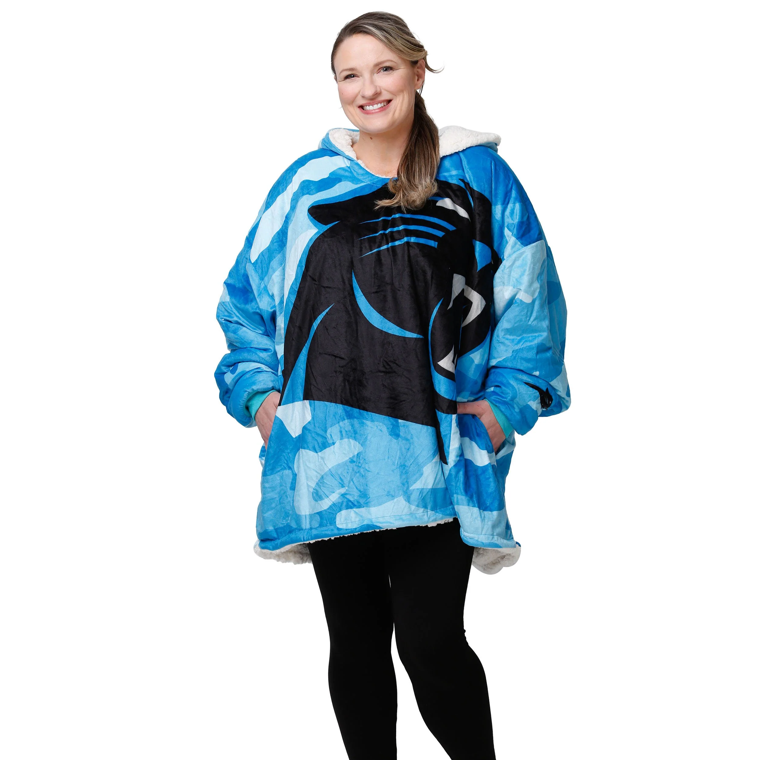 Carolina Panthers NFL Reversible Team Color Camo Hoodeez - Image 3
