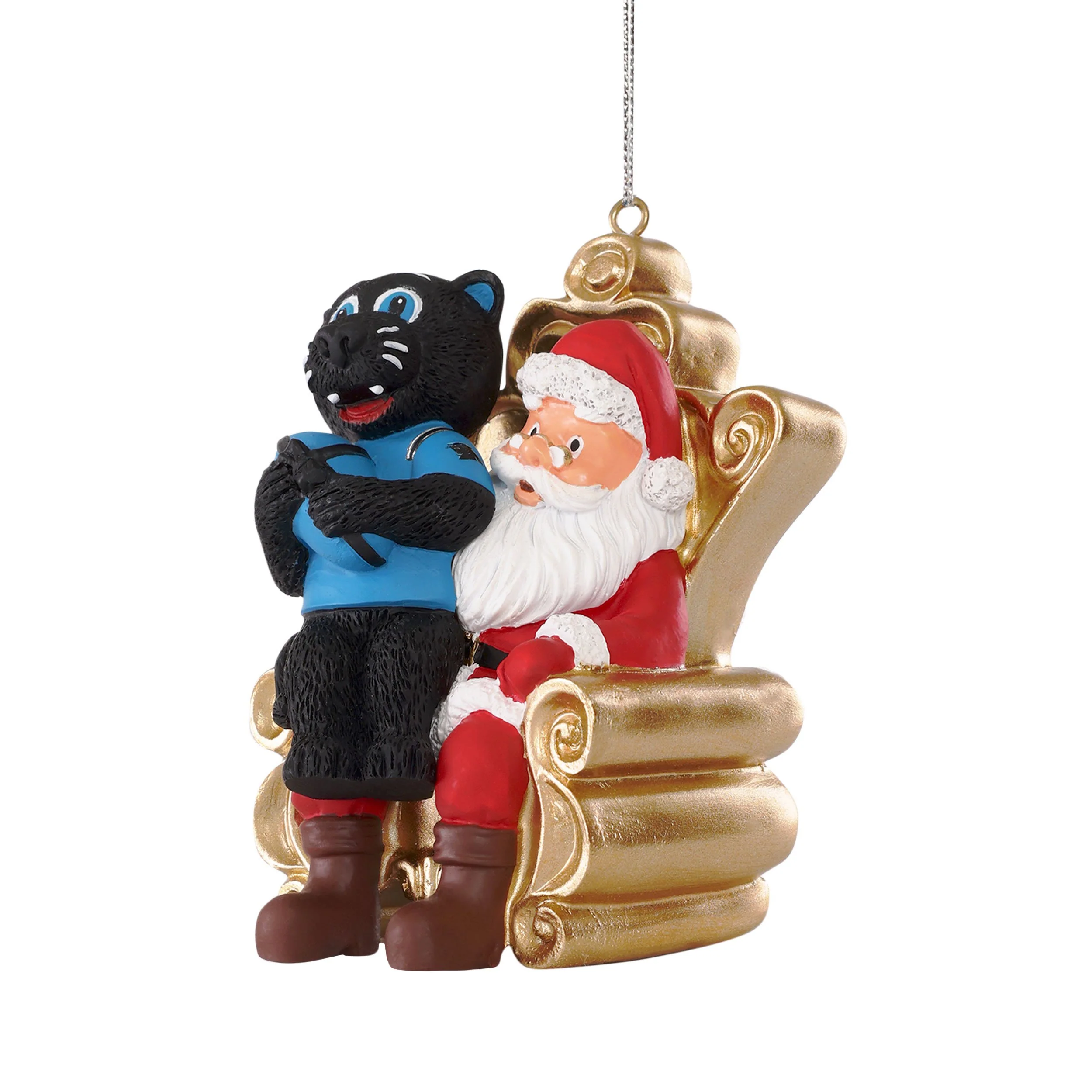 Carolina Panthers NFL Sir Purr Mascot on Santas Lap Ornament - Image 2