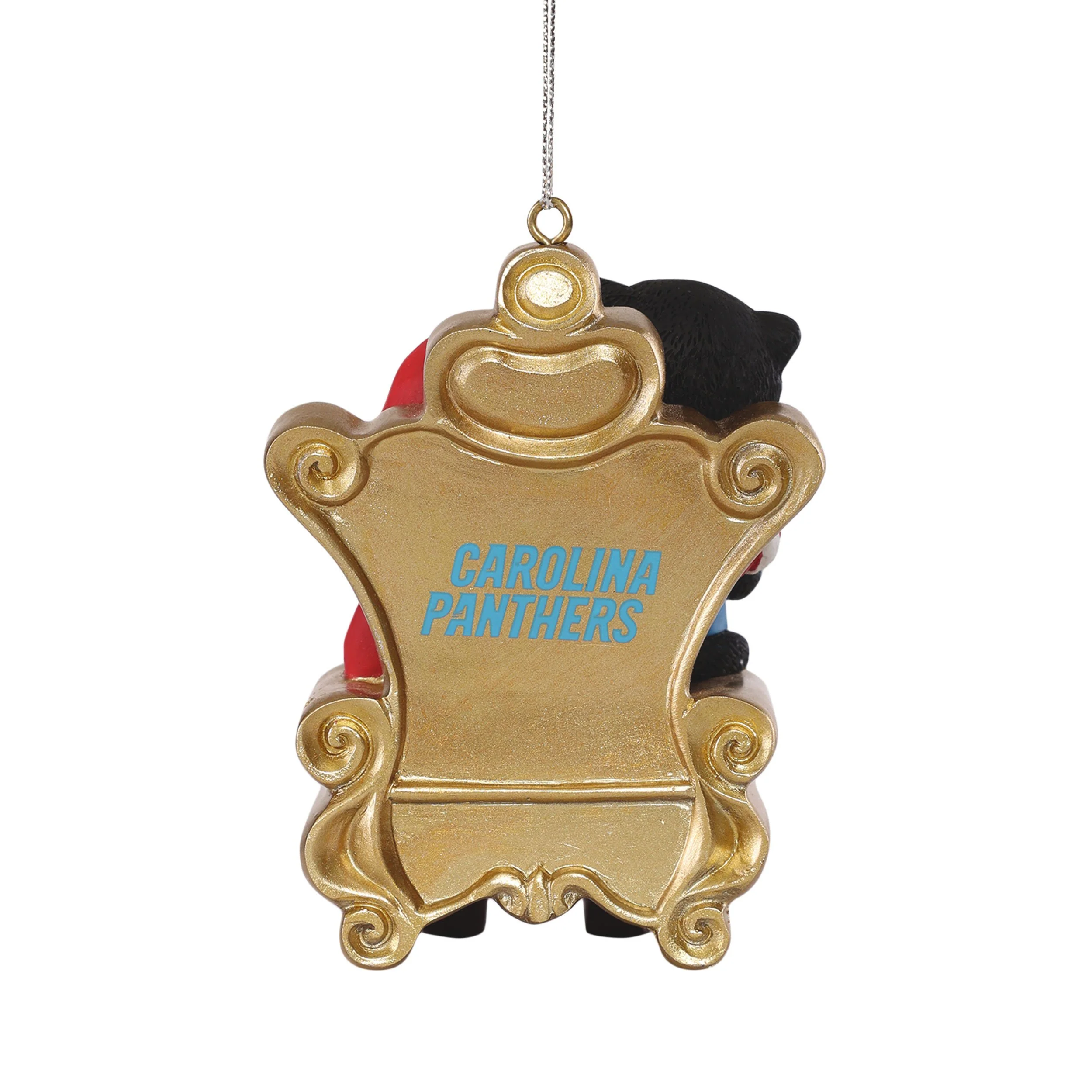 Carolina Panthers NFL Sir Purr Mascot on Santas Lap Ornament - Image 3