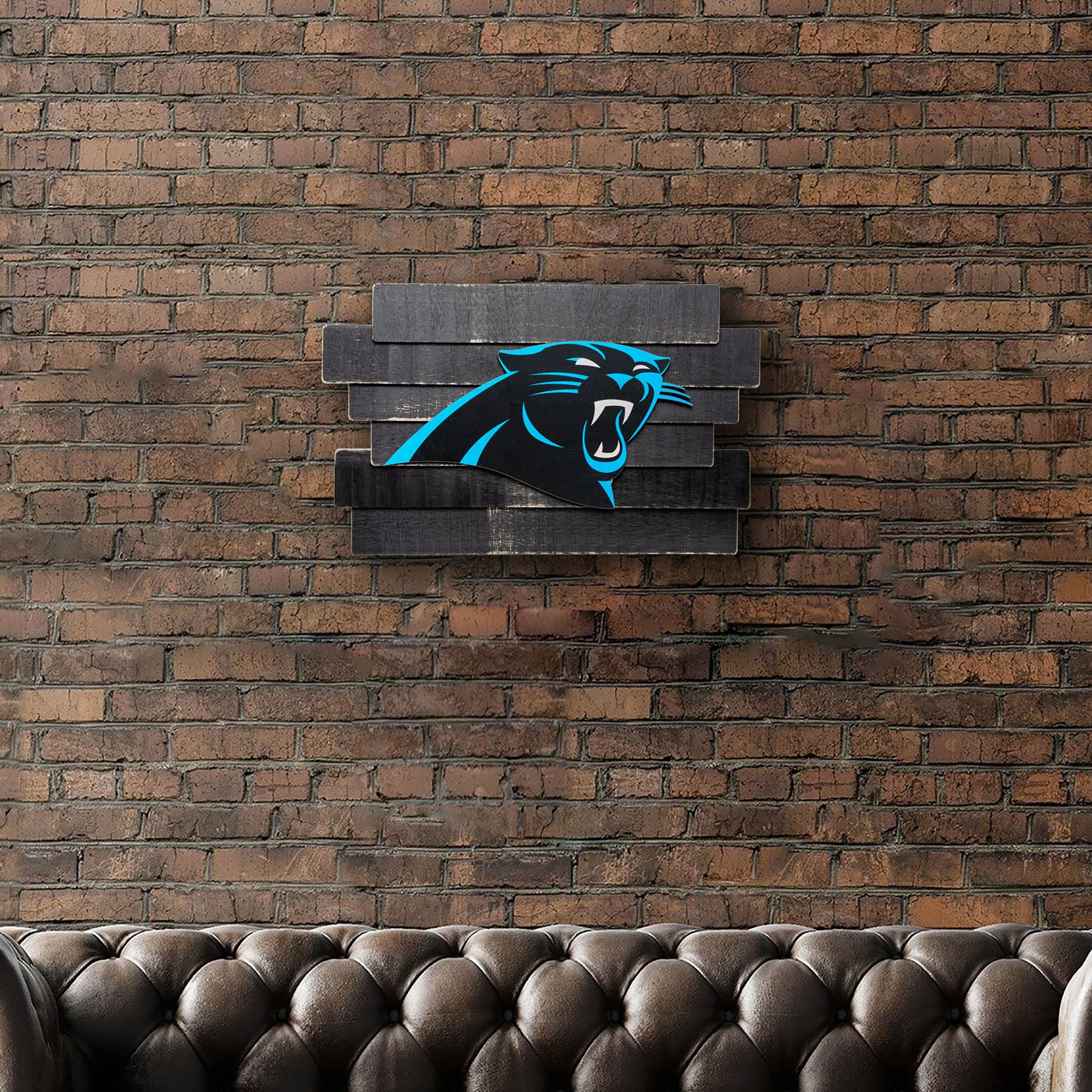 Carolina Panthers NFL Staggered Wood Logo Sign - Image 4