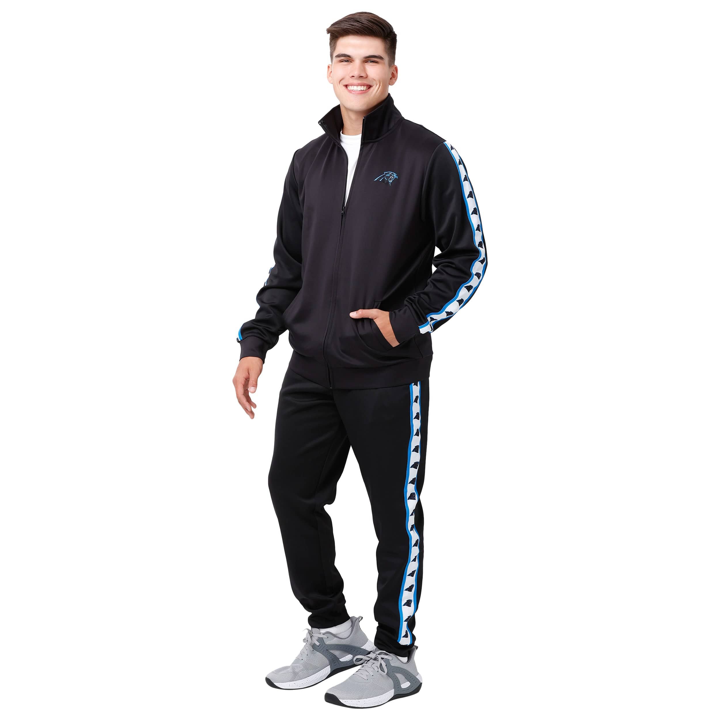 Carolina Panthers NFL Mens Stripe Logo Track Pants - Image 5