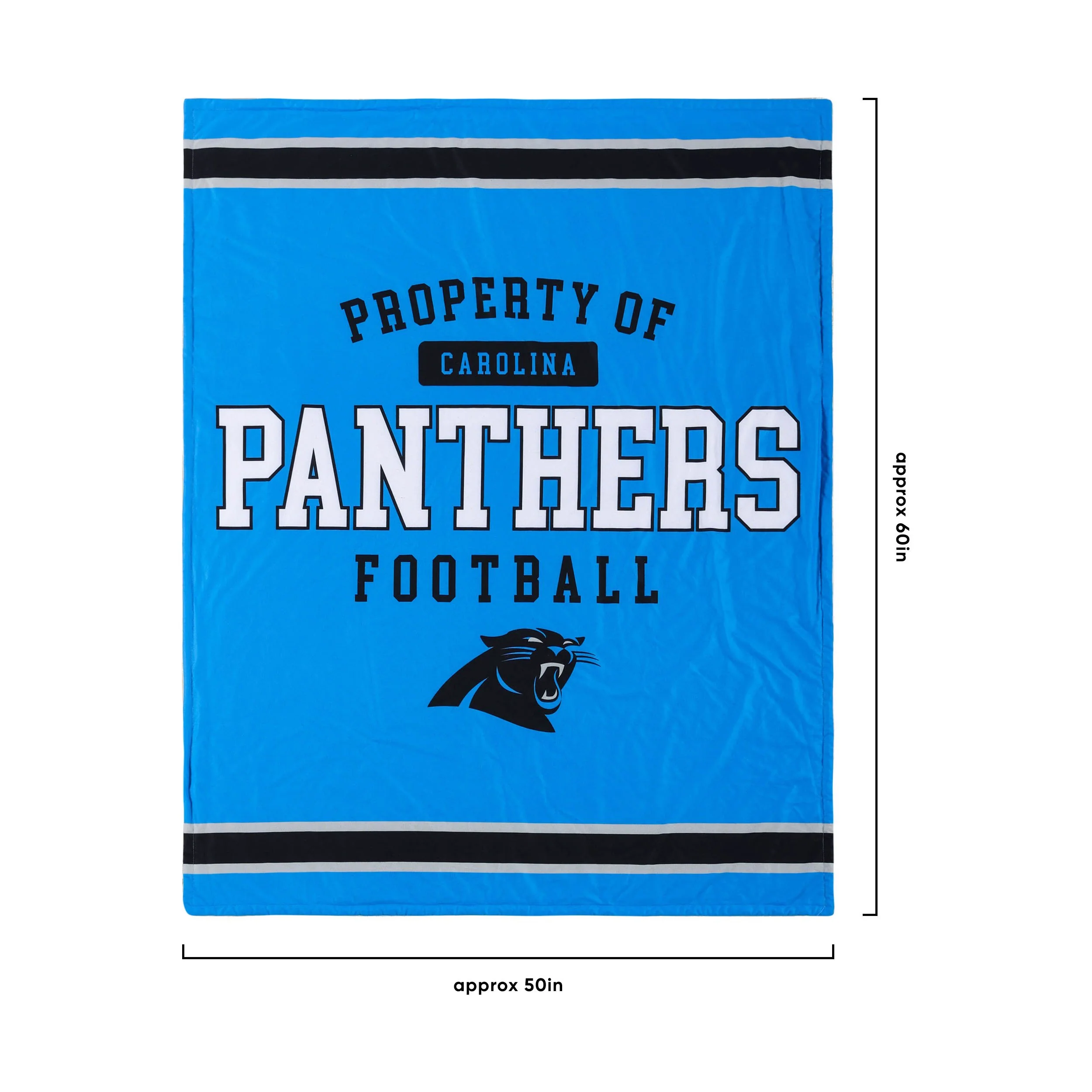 Carolina Panthers NFL Team Property Sherpa Plush Throw Blanket - Image 3