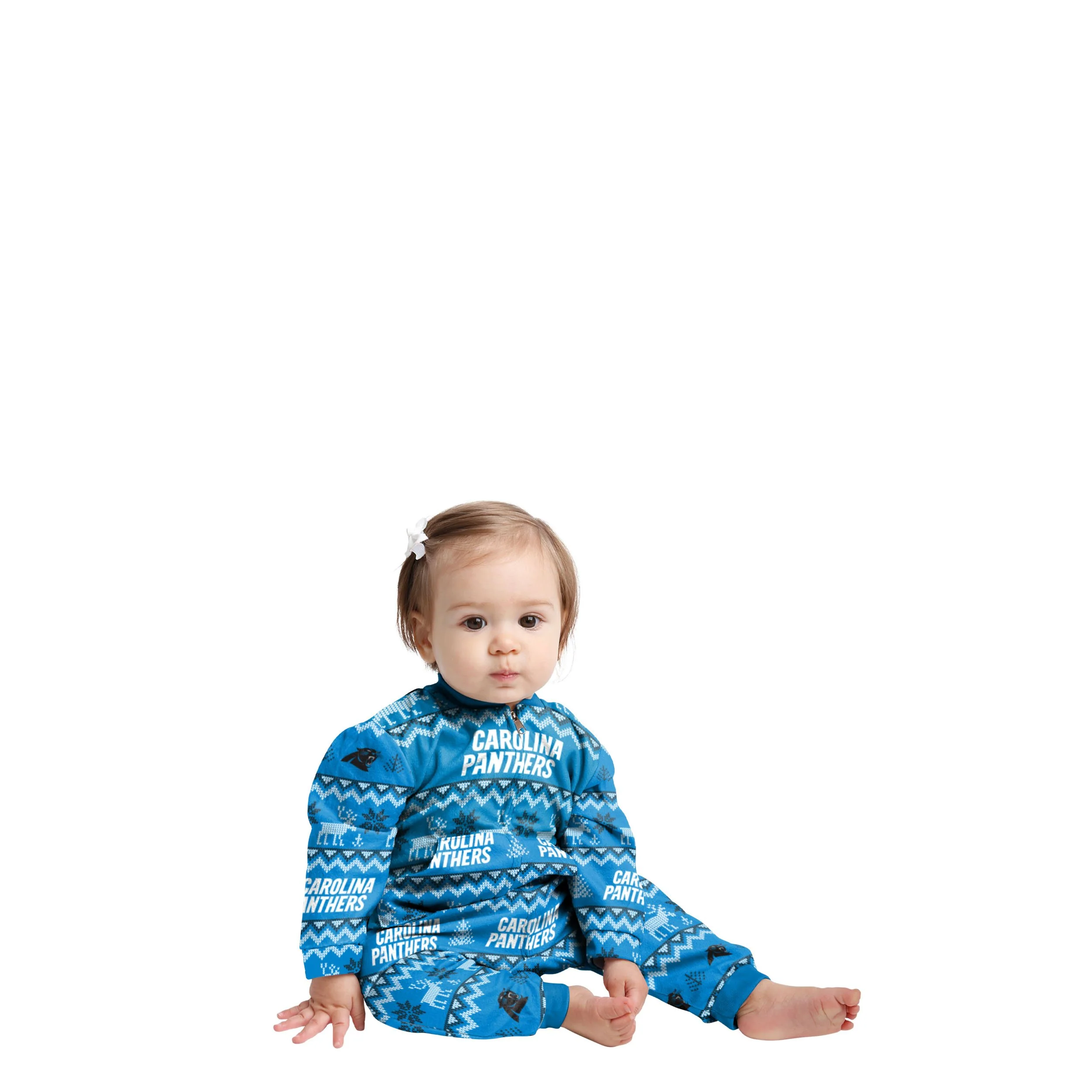 Carolina Panthers NFL Ugly Pattern Family Holiday Pajamas - Image 2