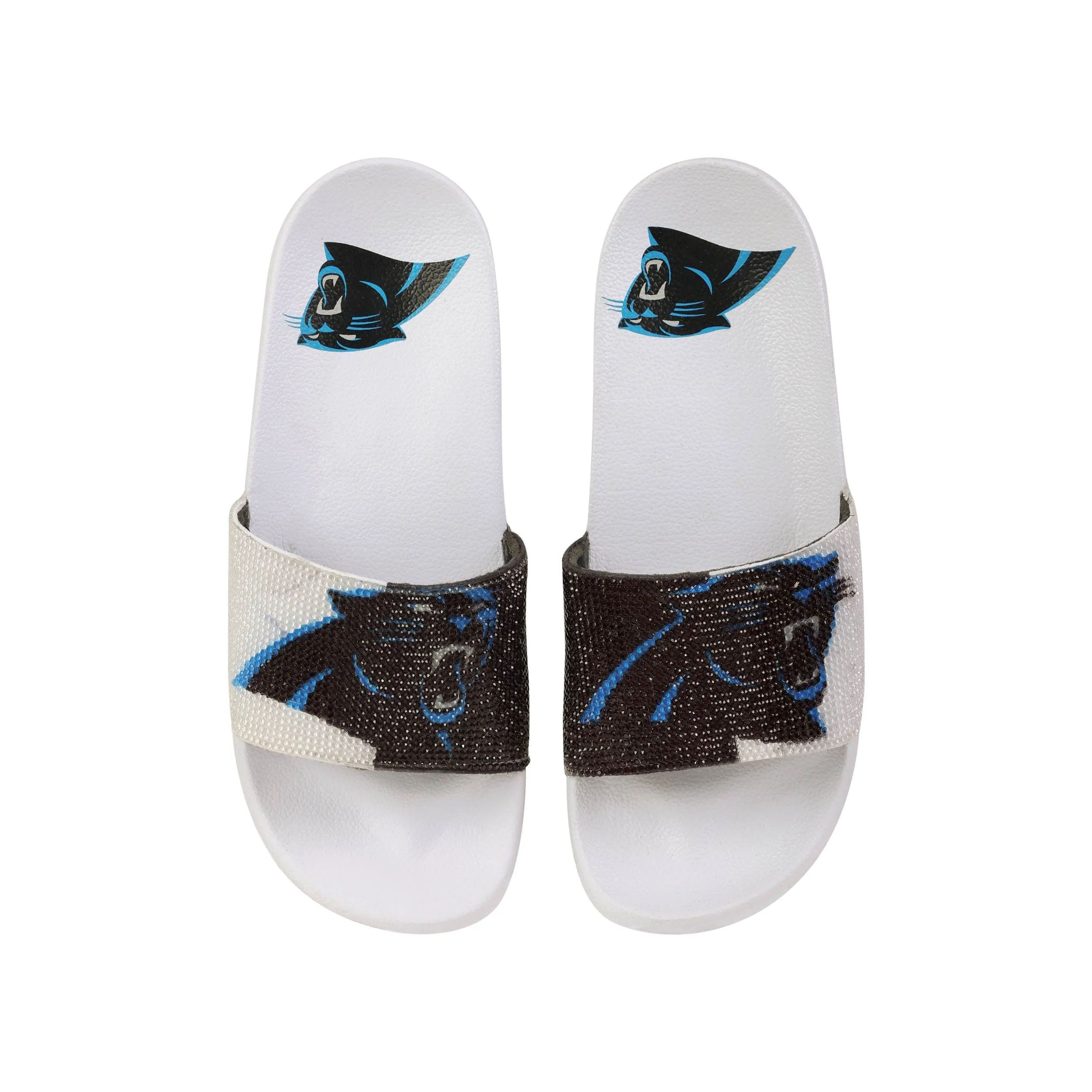 Carolina Panthers NFL Womens Big Logo Shimmer Slide - Image 2