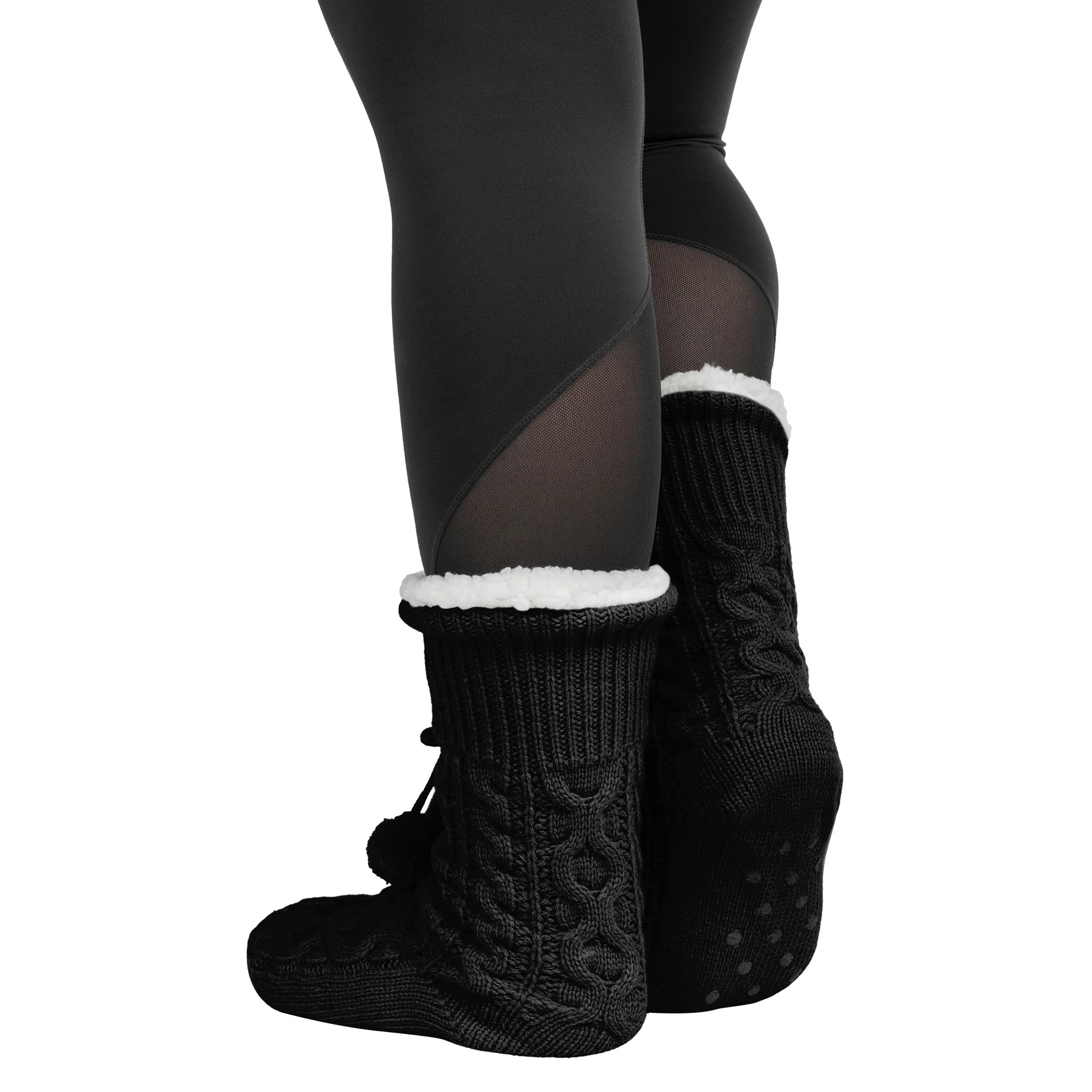 Carolina Panthers NFL Womens Cable Knit Footy Slipper Socks - Image 2