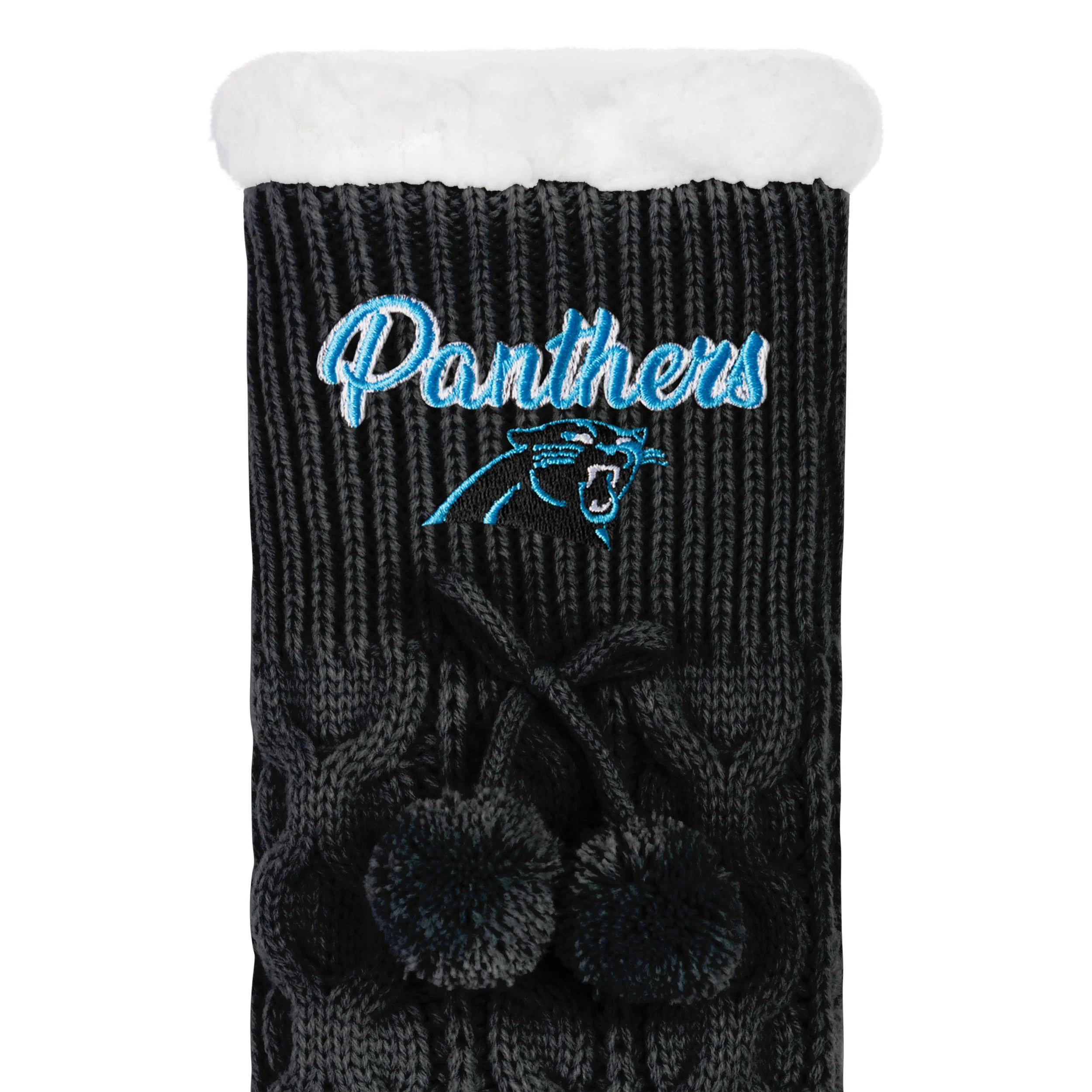 Carolina Panthers NFL Womens Cable Knit Footy Slipper Socks - Image 3