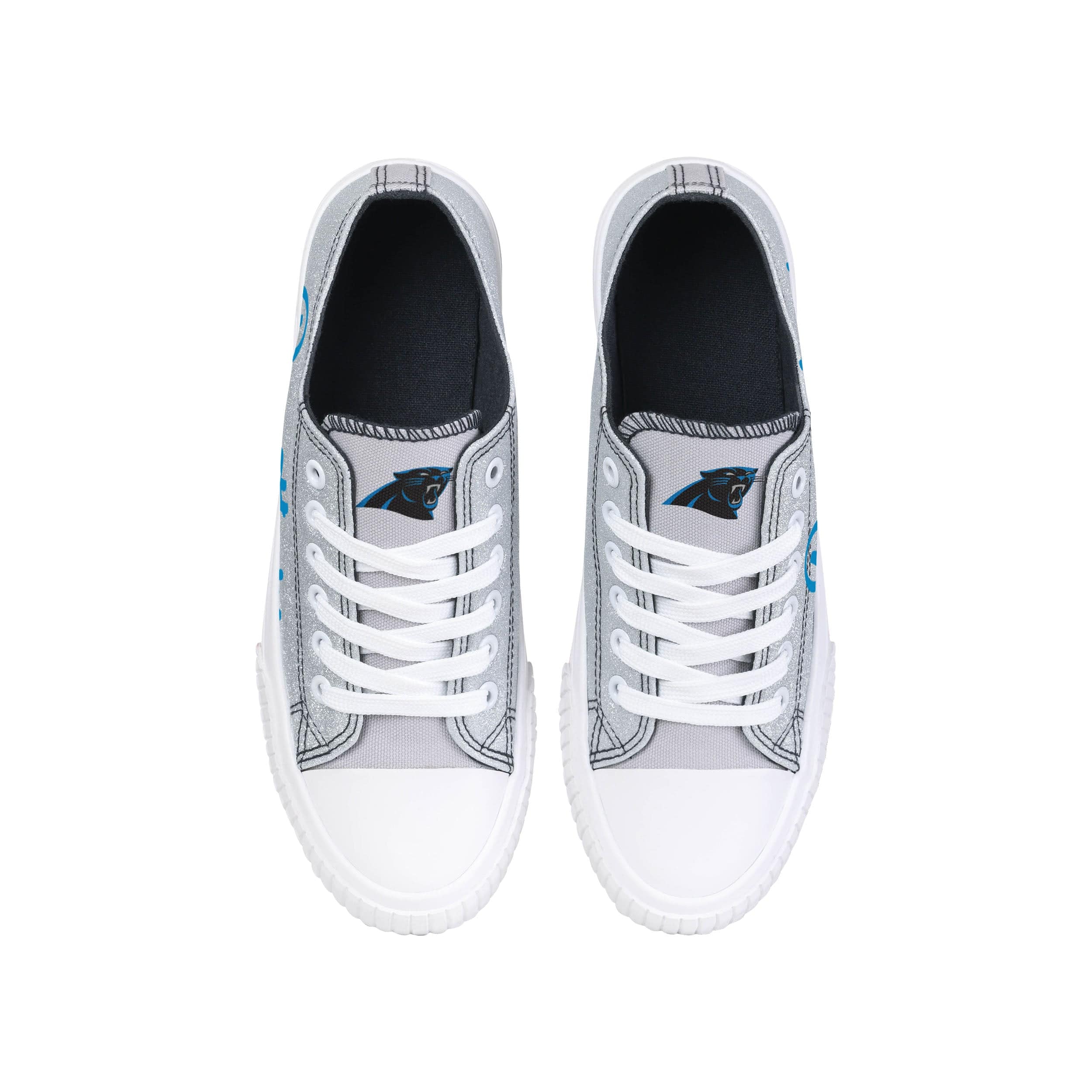 Carolina Panthers NFL Womens Color Glitter Low Top Canvas Shoes - Image 4