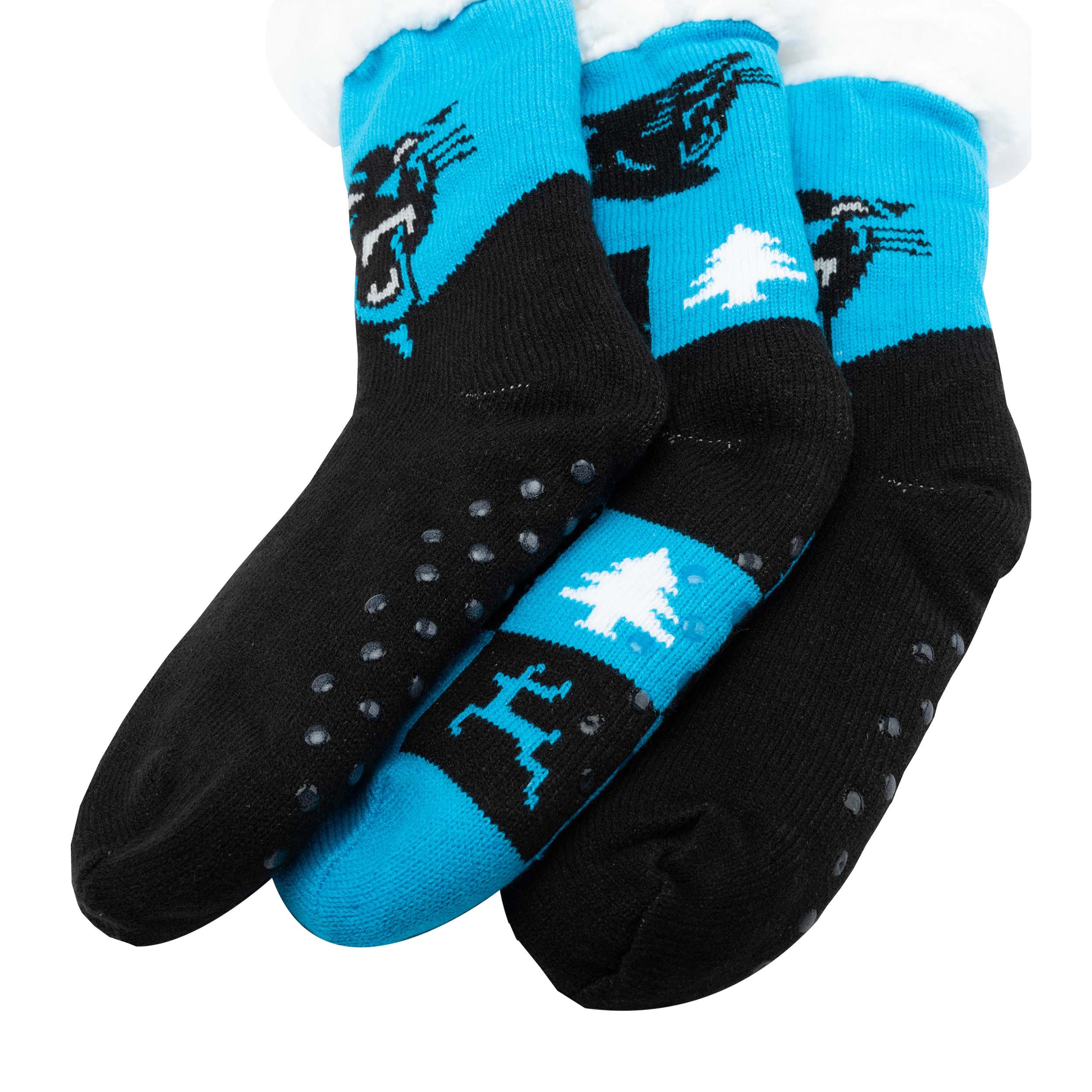 Carolina Panthers NFL Womens Fan Footy 3 Pack Slipper Socks - Image 3