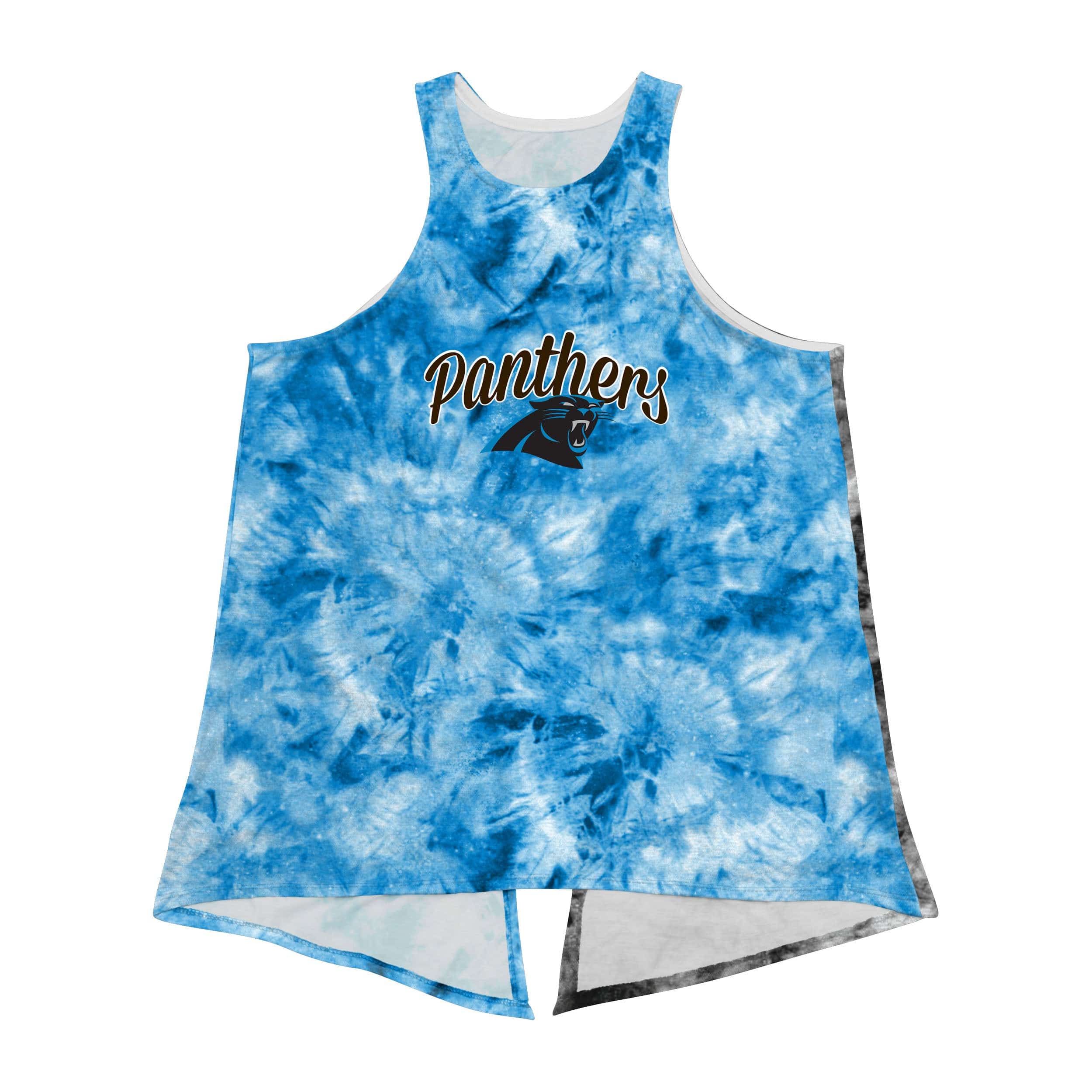 Carolina Panthers NFL Womens Script Wordmark Tie-Dye Tie-Breaker Sleeveless Top - Image 3