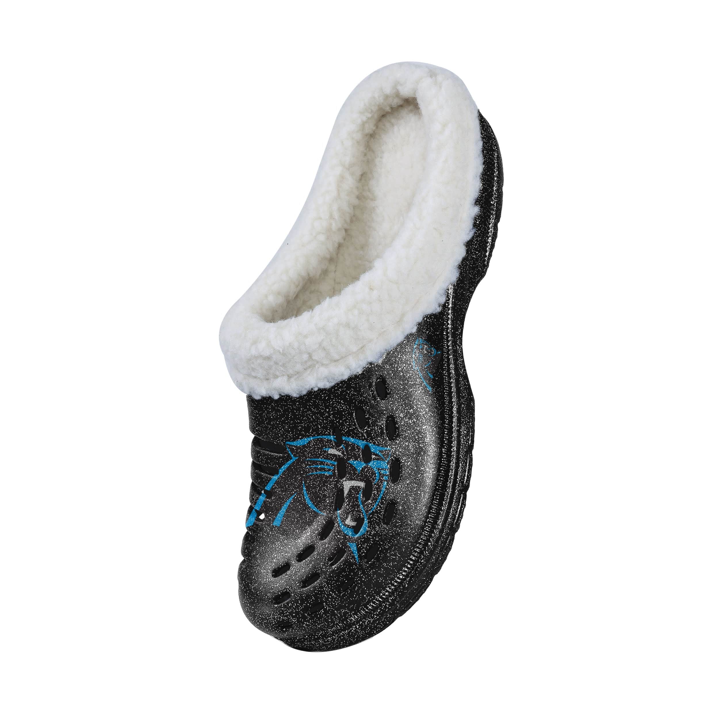 Carolina Panthers NFL Womens Sherpa Lined Glitter Clog - Image 3