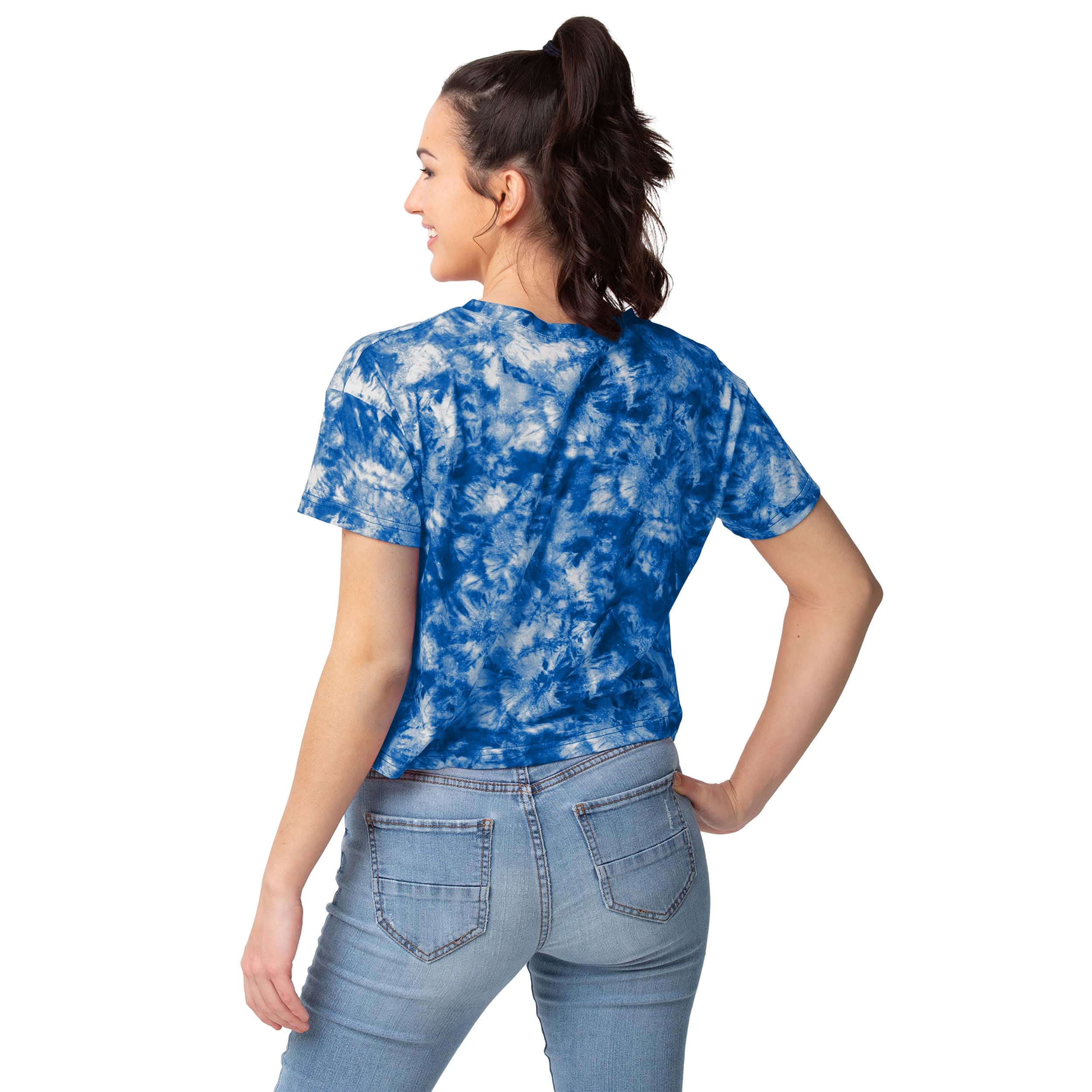 Carolina Panthers NFL Womens Tie-Dye Big Logo Crop Top - Image 2