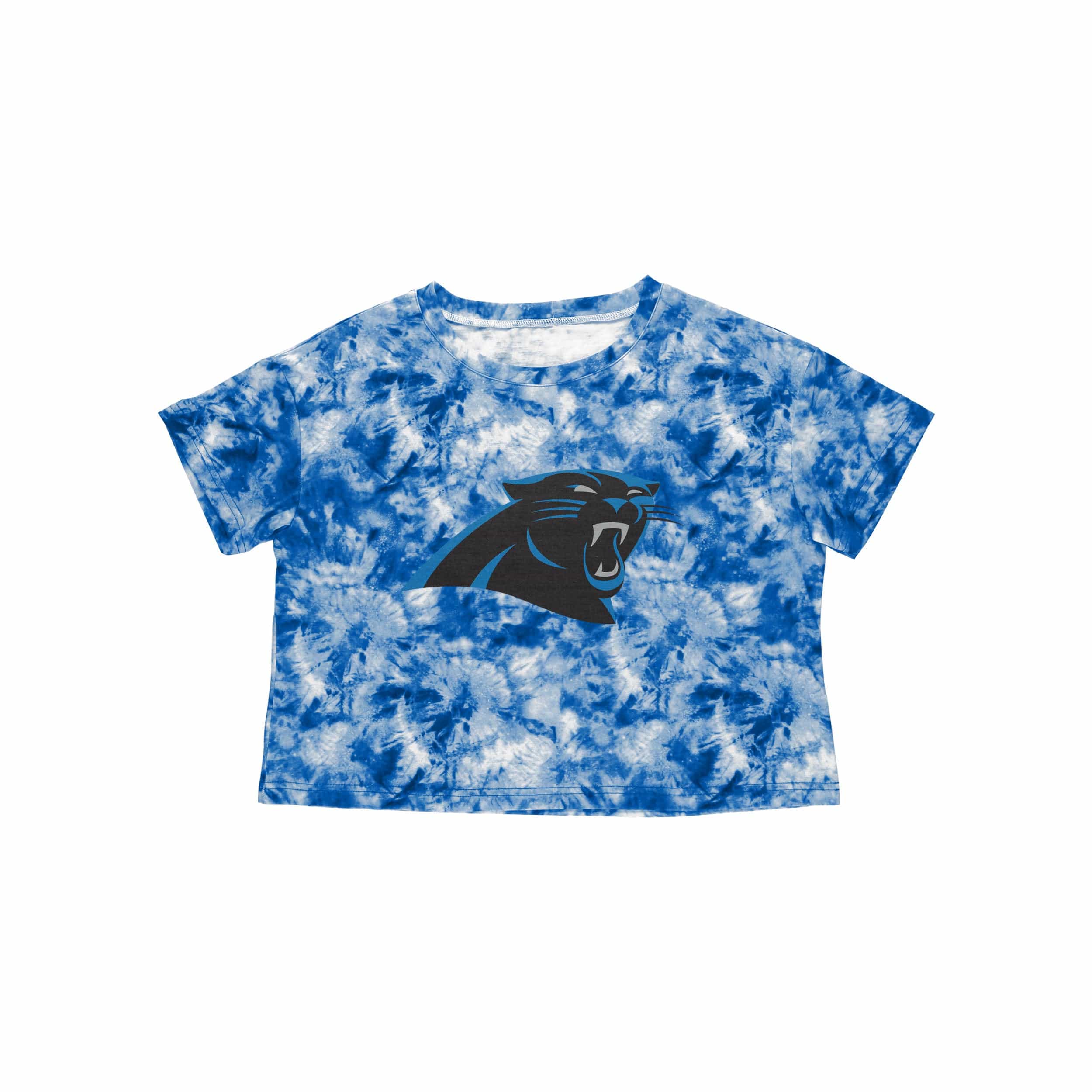 Carolina Panthers NFL Womens Tie-Dye Big Logo Crop Top - Image 3