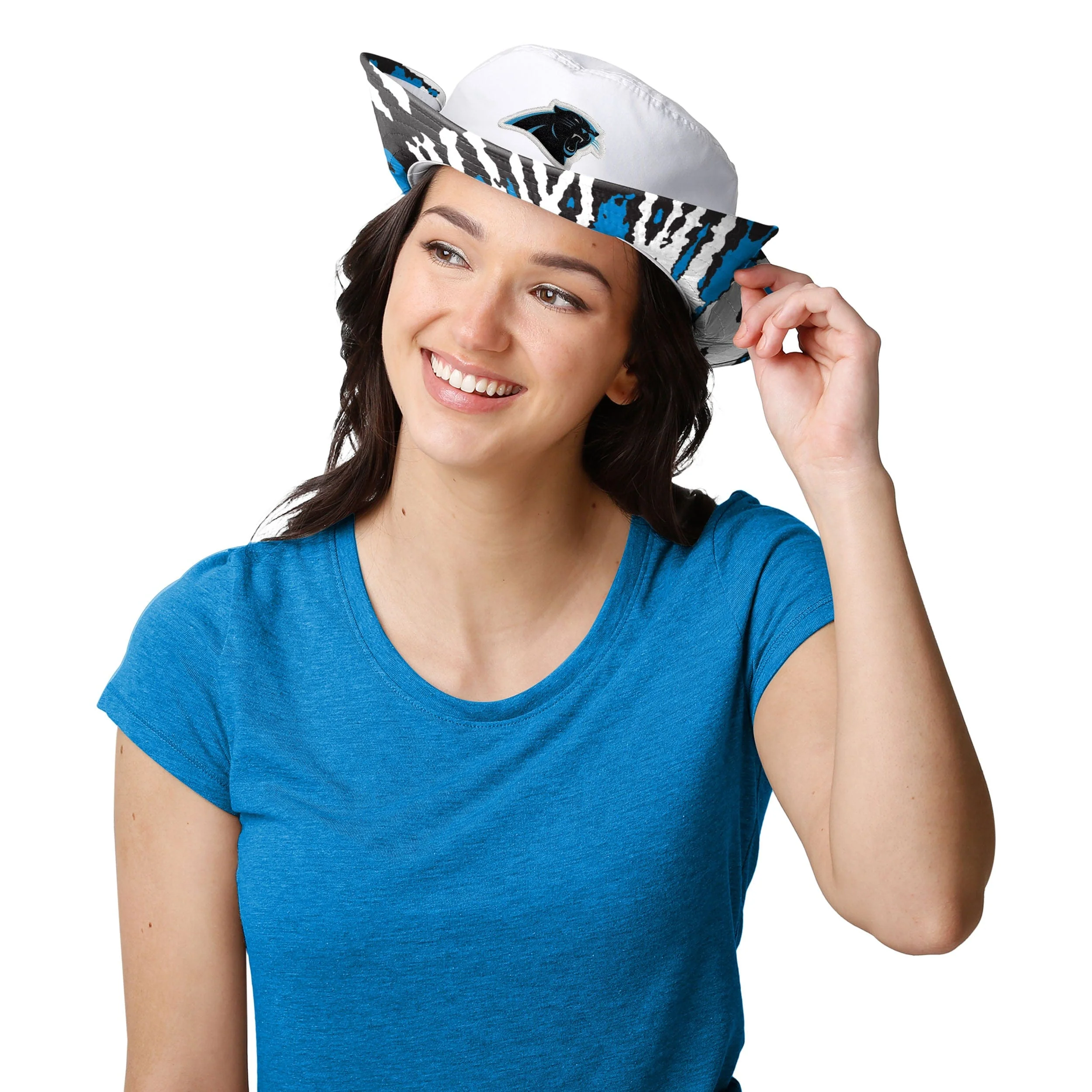 Carolina Panthers NFL Womens White Hybrid Boonie Hat - Image 4