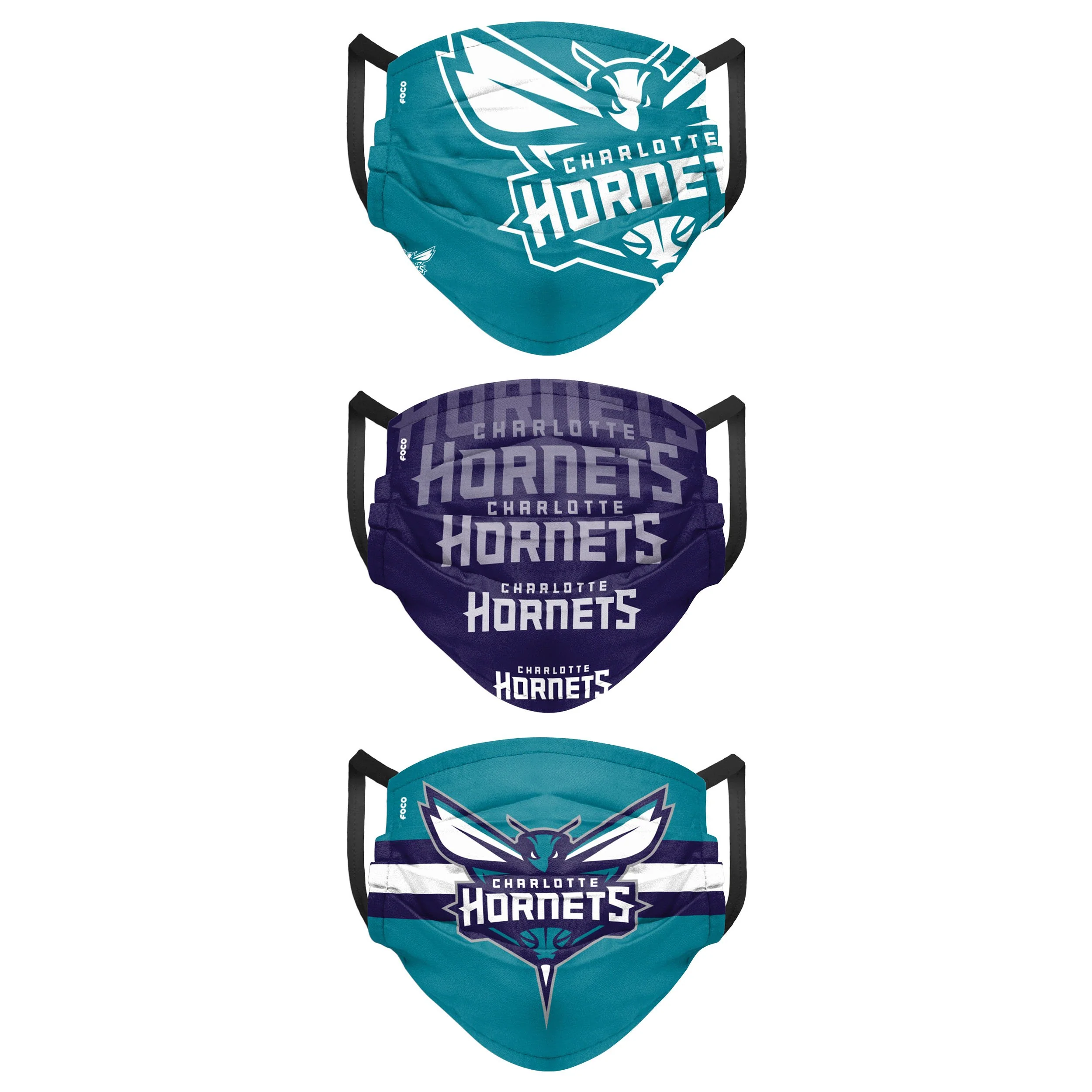 Charlotte Hornets NBA Mens Matchday 3 Pack Face Cover - Image 2