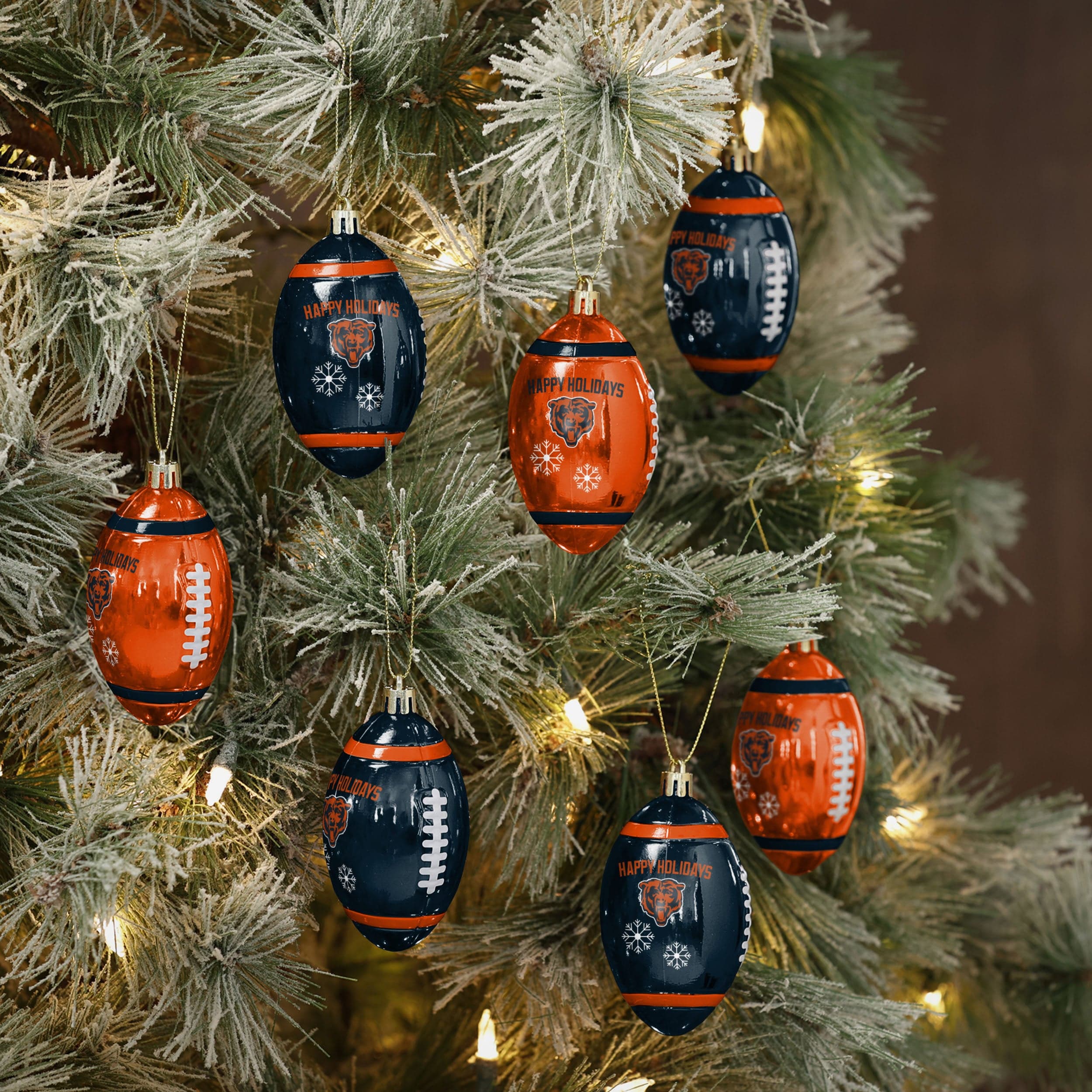 Chicago Bears NFL 12 Pack Football Ornament Set - Image 2