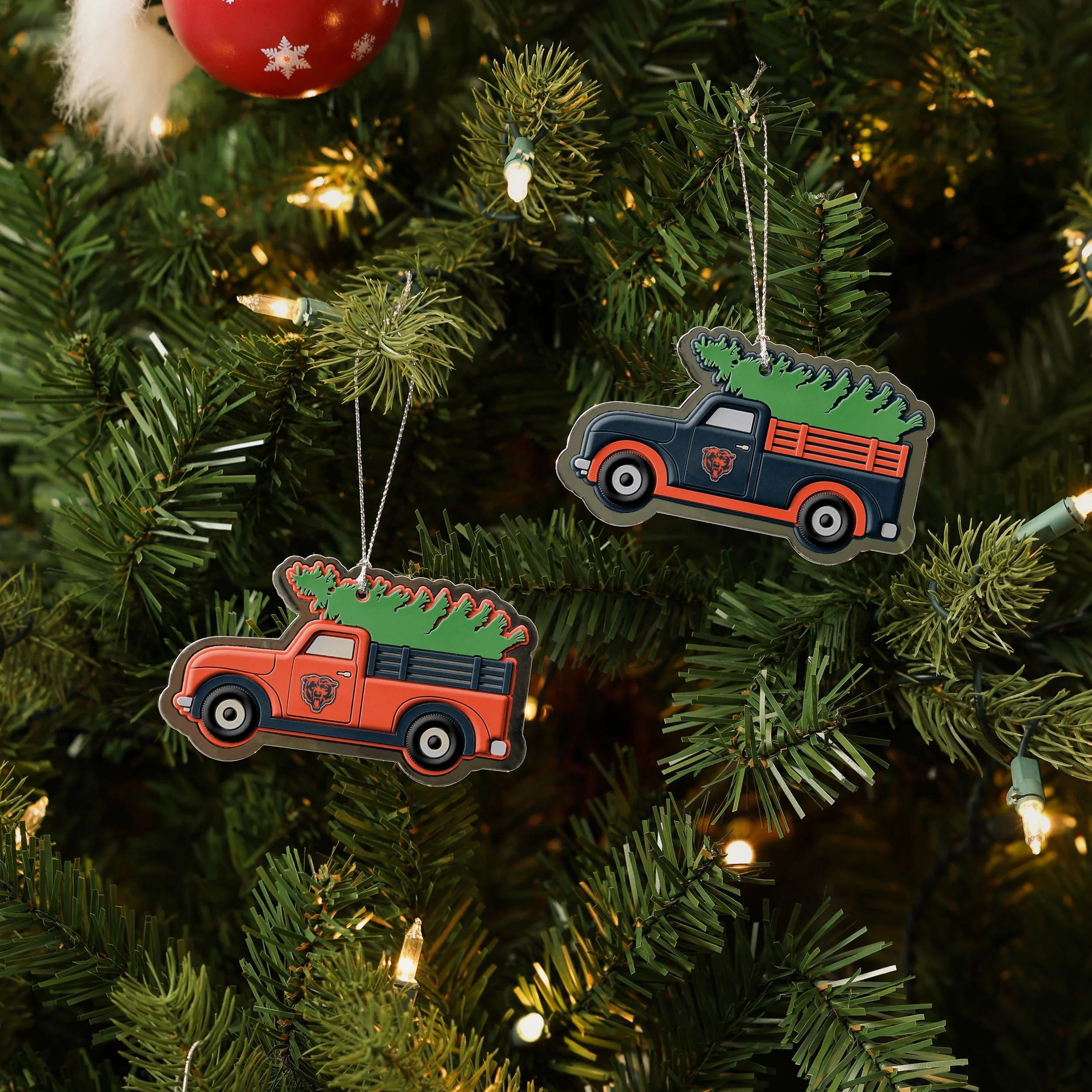 Chicago Bears NFL 2 Pack Flat Metal Truck Ornaments - Image 2