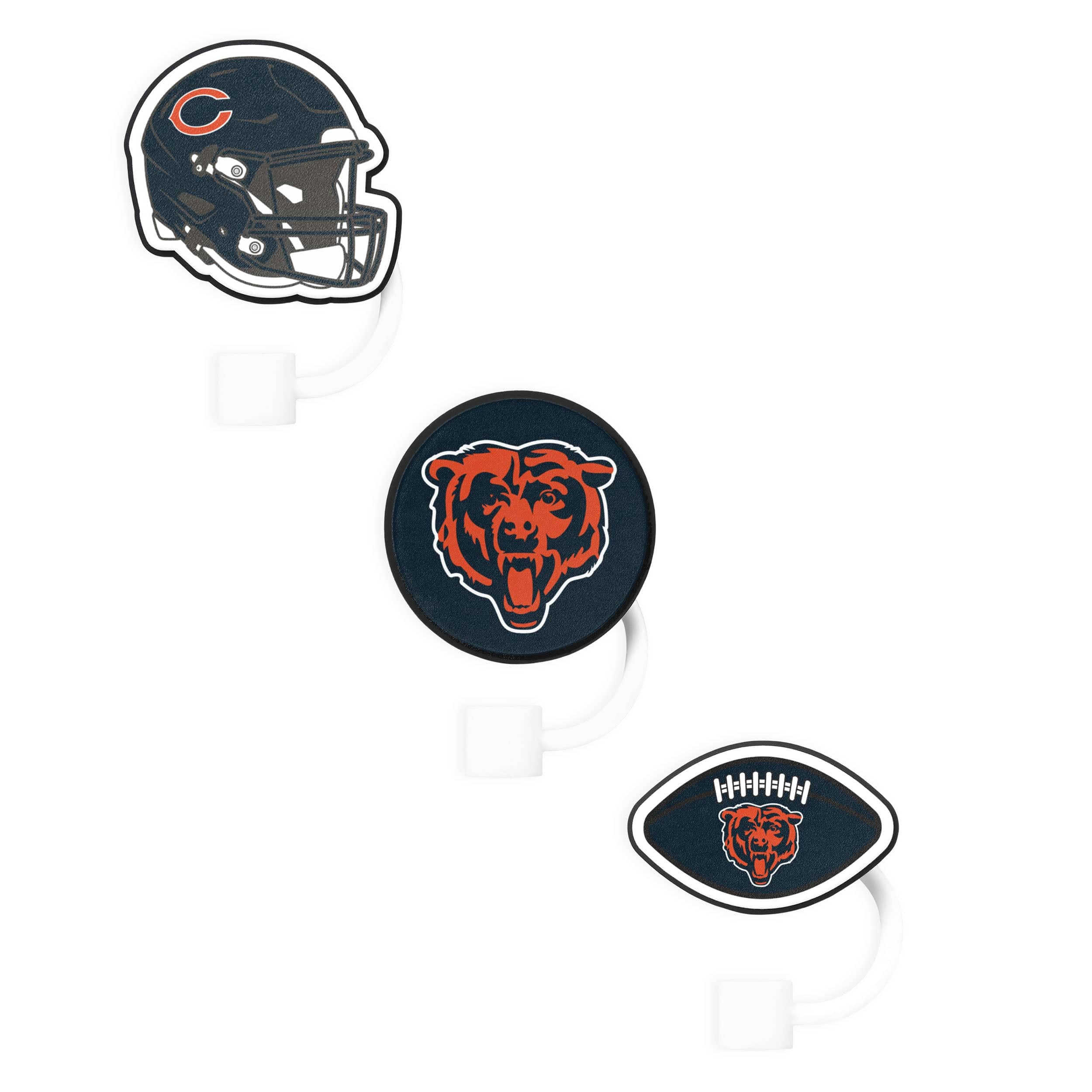 Chicago Bears NFL 3 Pack Primary Logo Straw Toppers - Image 3