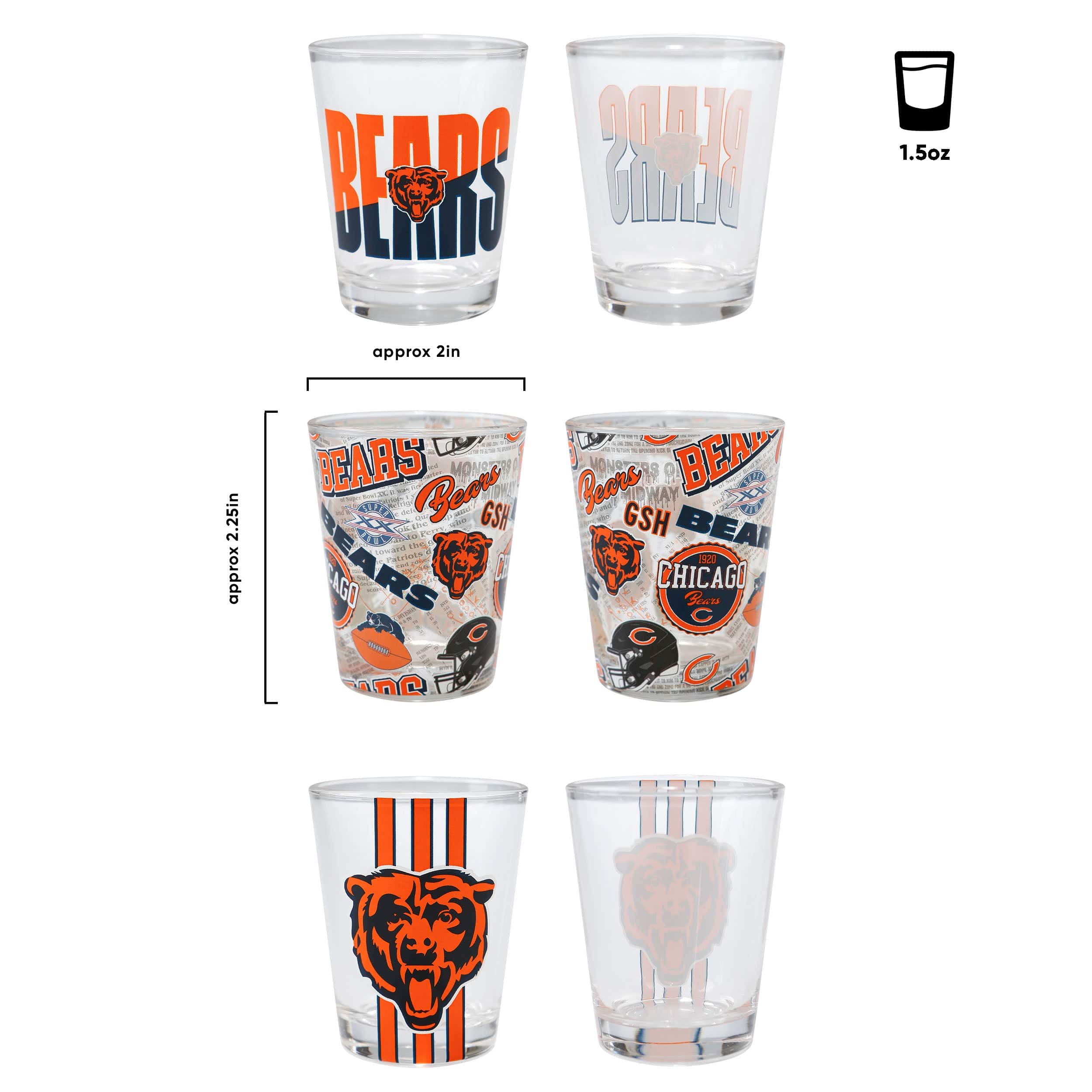 Chicago Bears NFL 3 Pack Shot Glass - Image 3