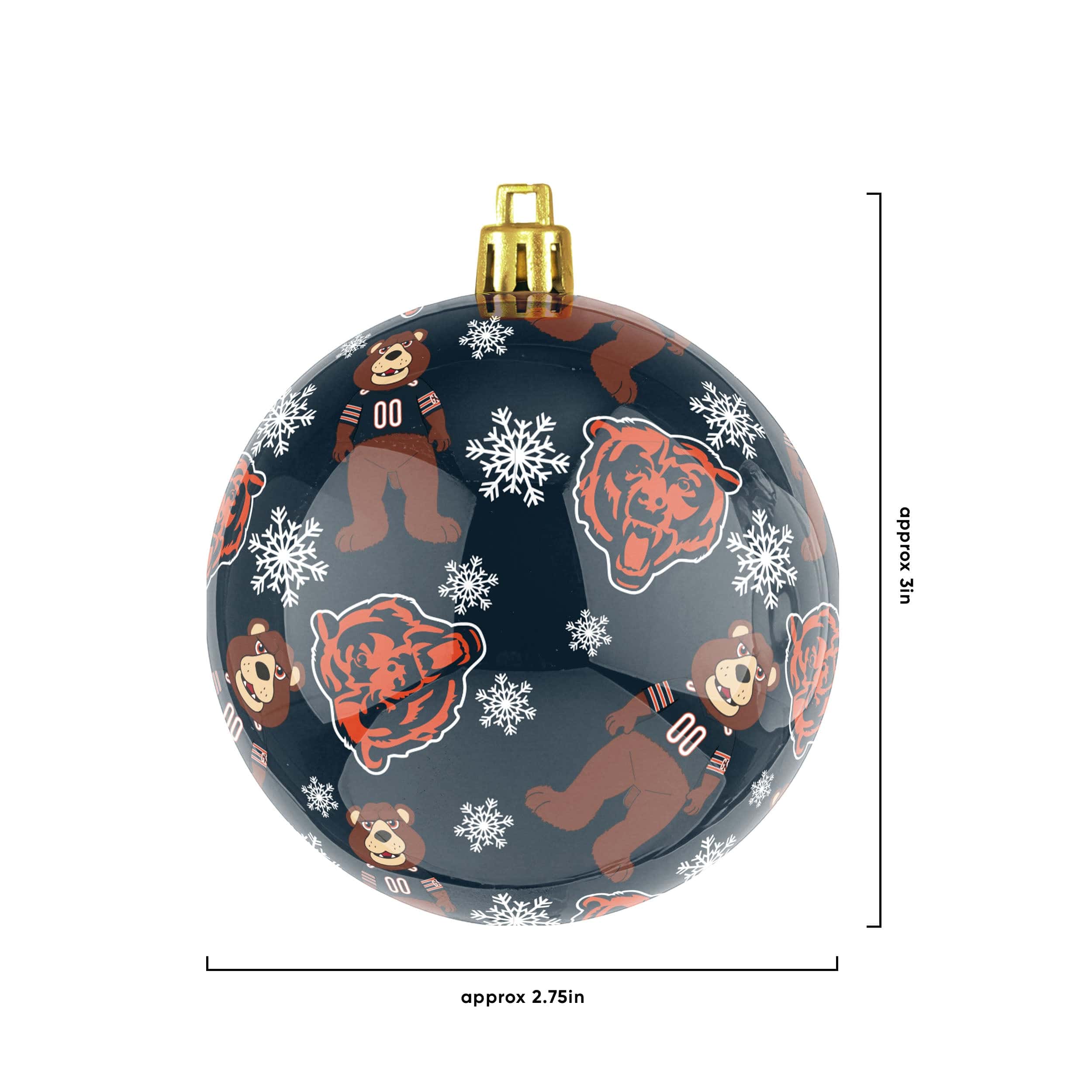 Chicago Bears NFL 4 Pack Ball Mascot Ornament Set - Image 3