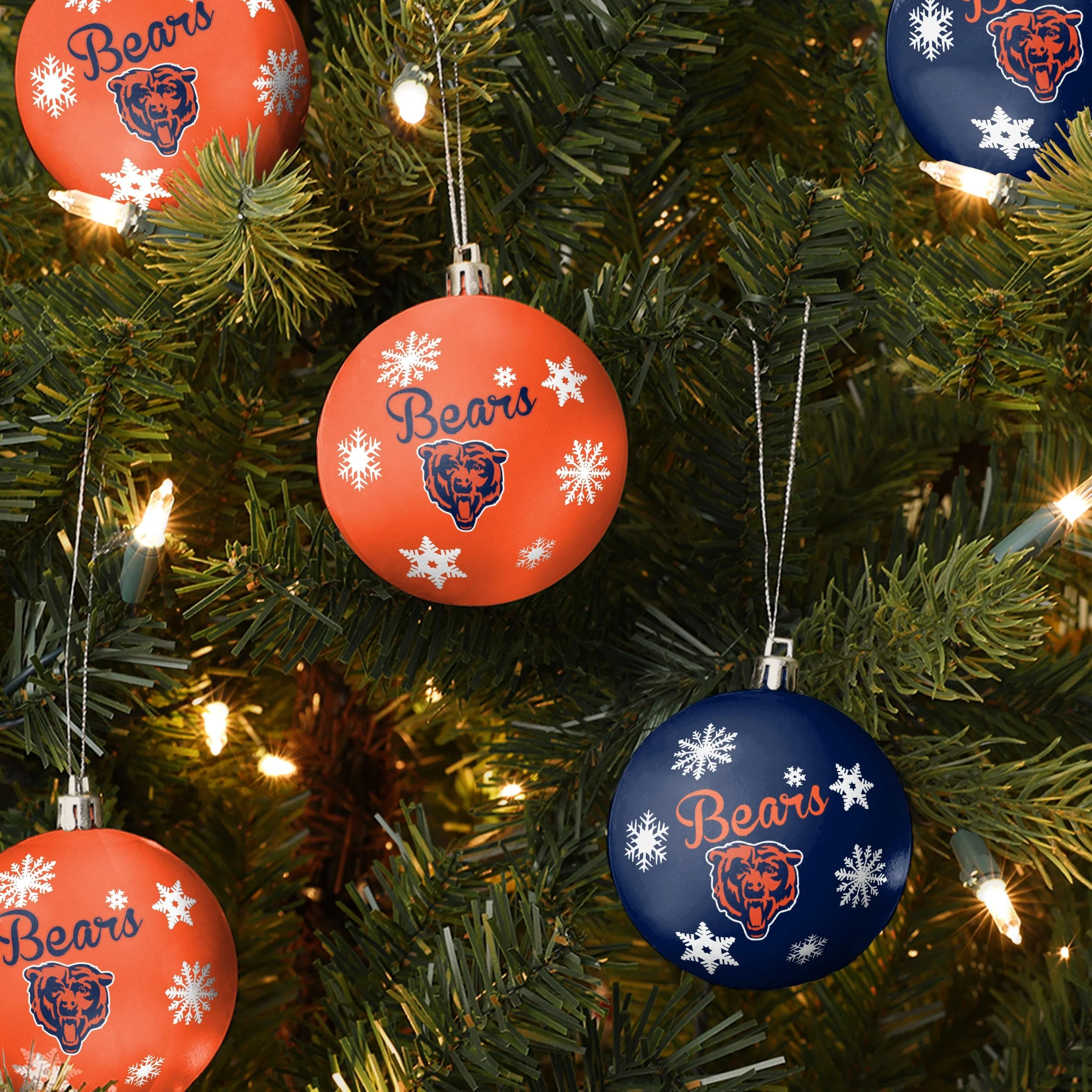 Chicago Bears NFL 5 Pack Shatterproof Ball Ornament Set - Image 2
