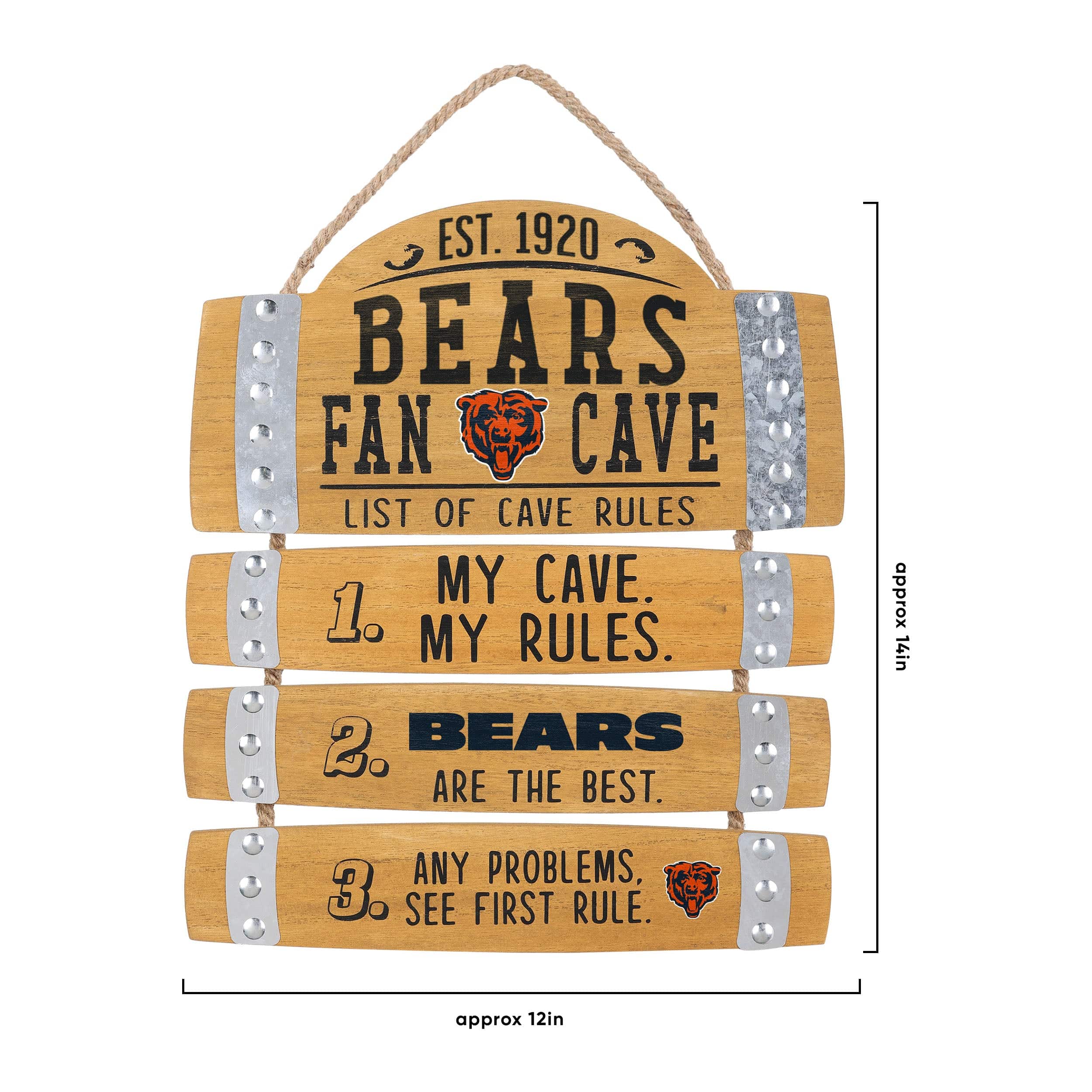 Chicago Bears NFL Barrel Slat Mancave Sign - Image 3