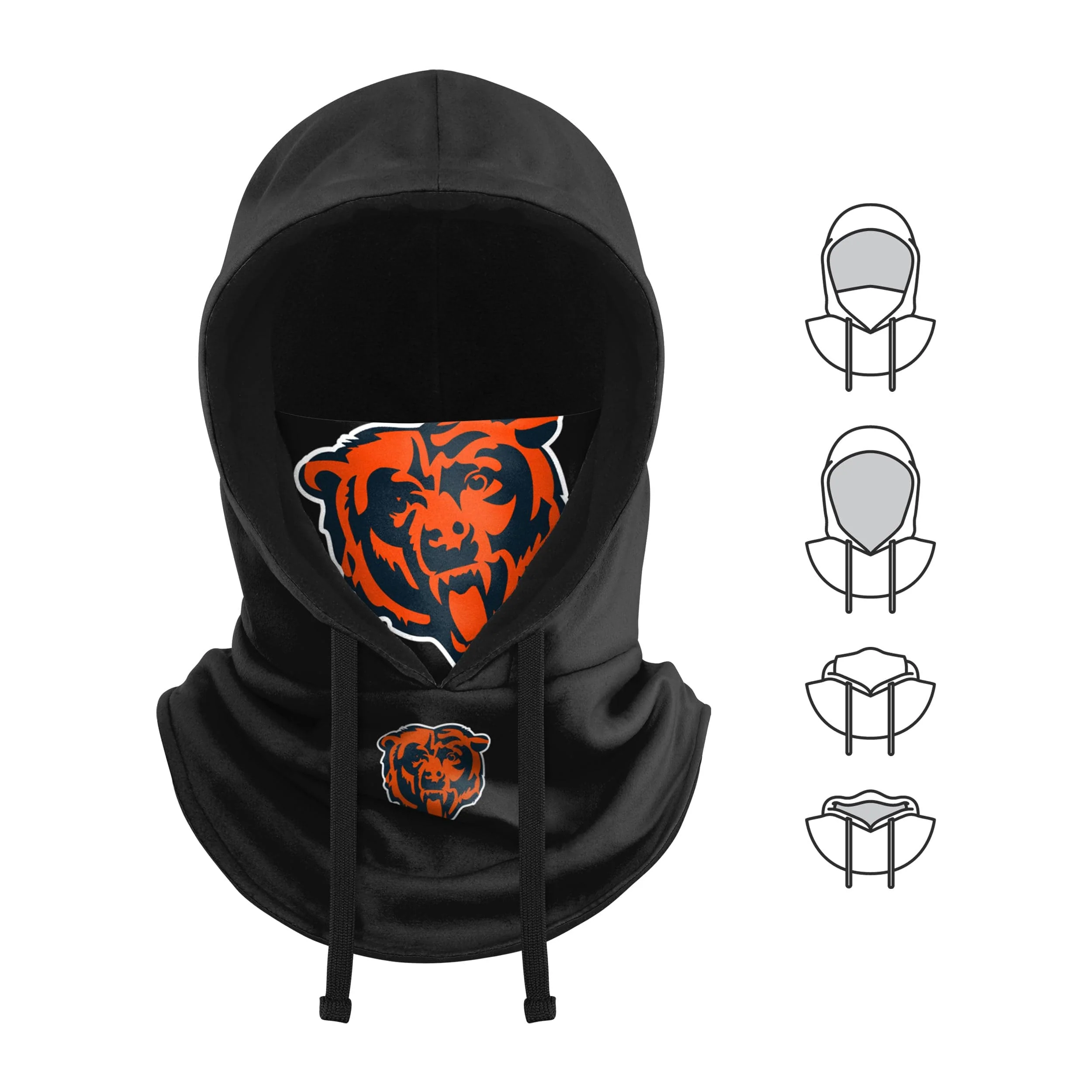 Chicago Bears NFL Black Drawstring Hooded Gaiter - Image 5