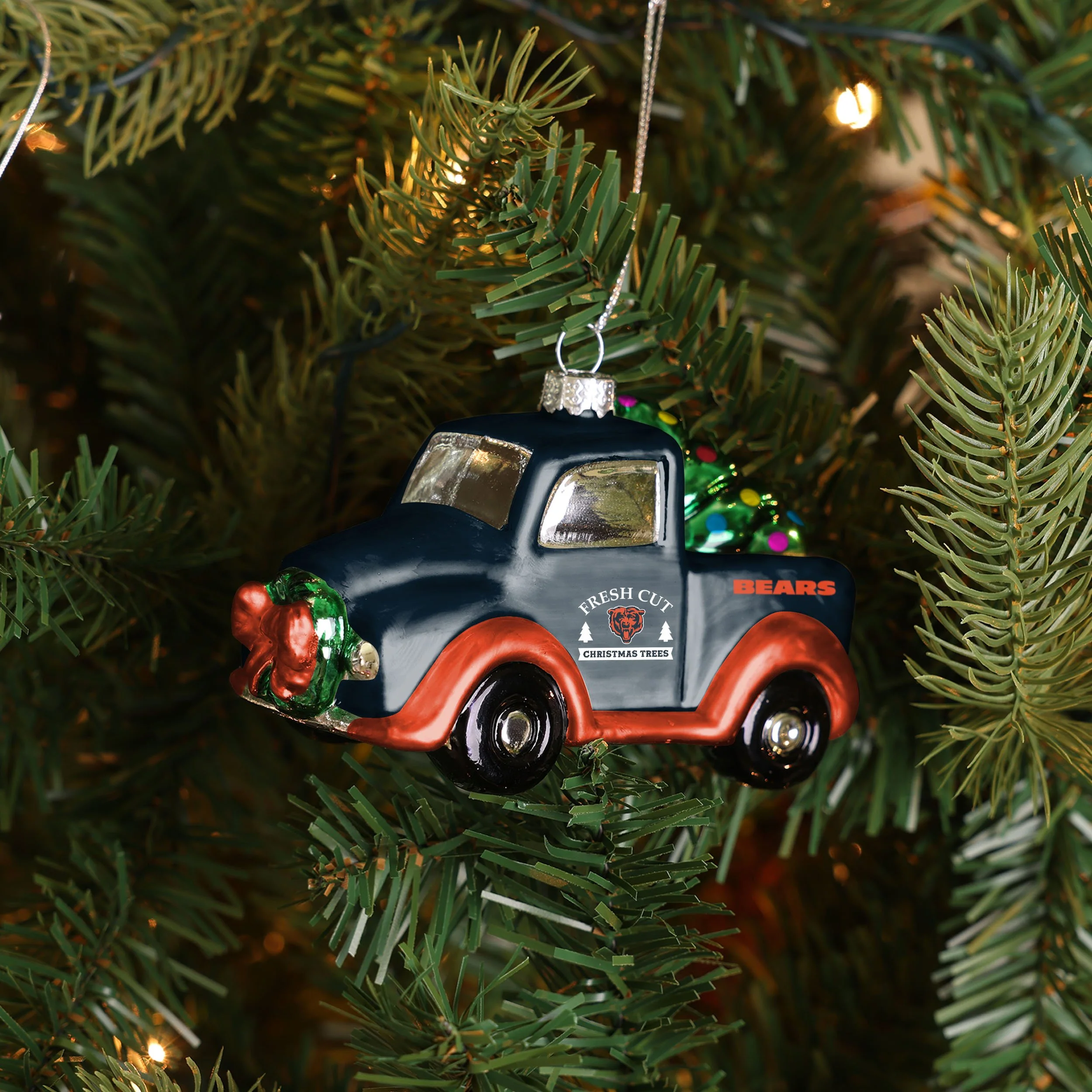 Chicago Bears NFL Blown Glass Truck Ornament - Image 3
