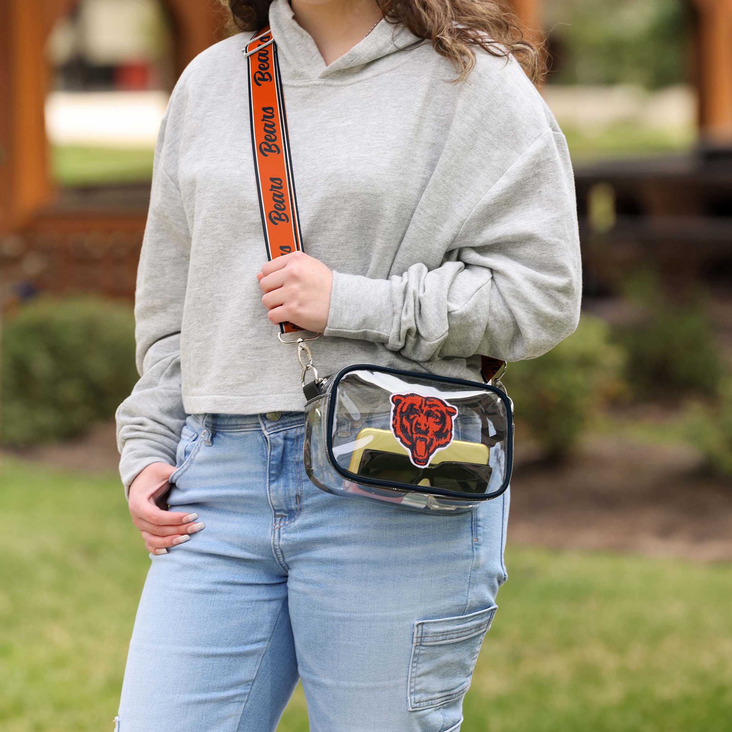 Chicago Bears NFL Chenille Logo Clear Crossbody Bag - Image 3