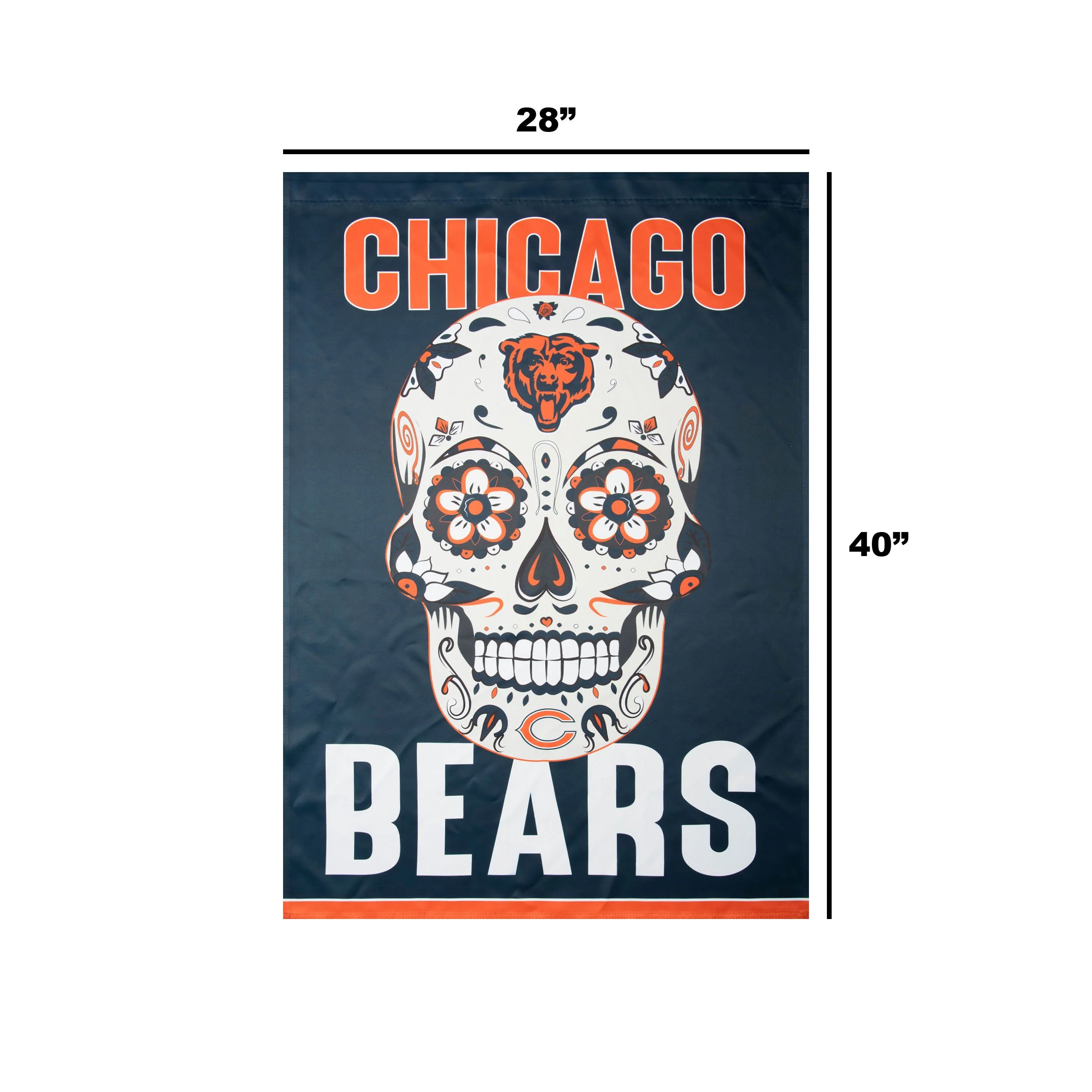 Chicago Bears NFL Day Of The Dead Vertical Flag - Image 3