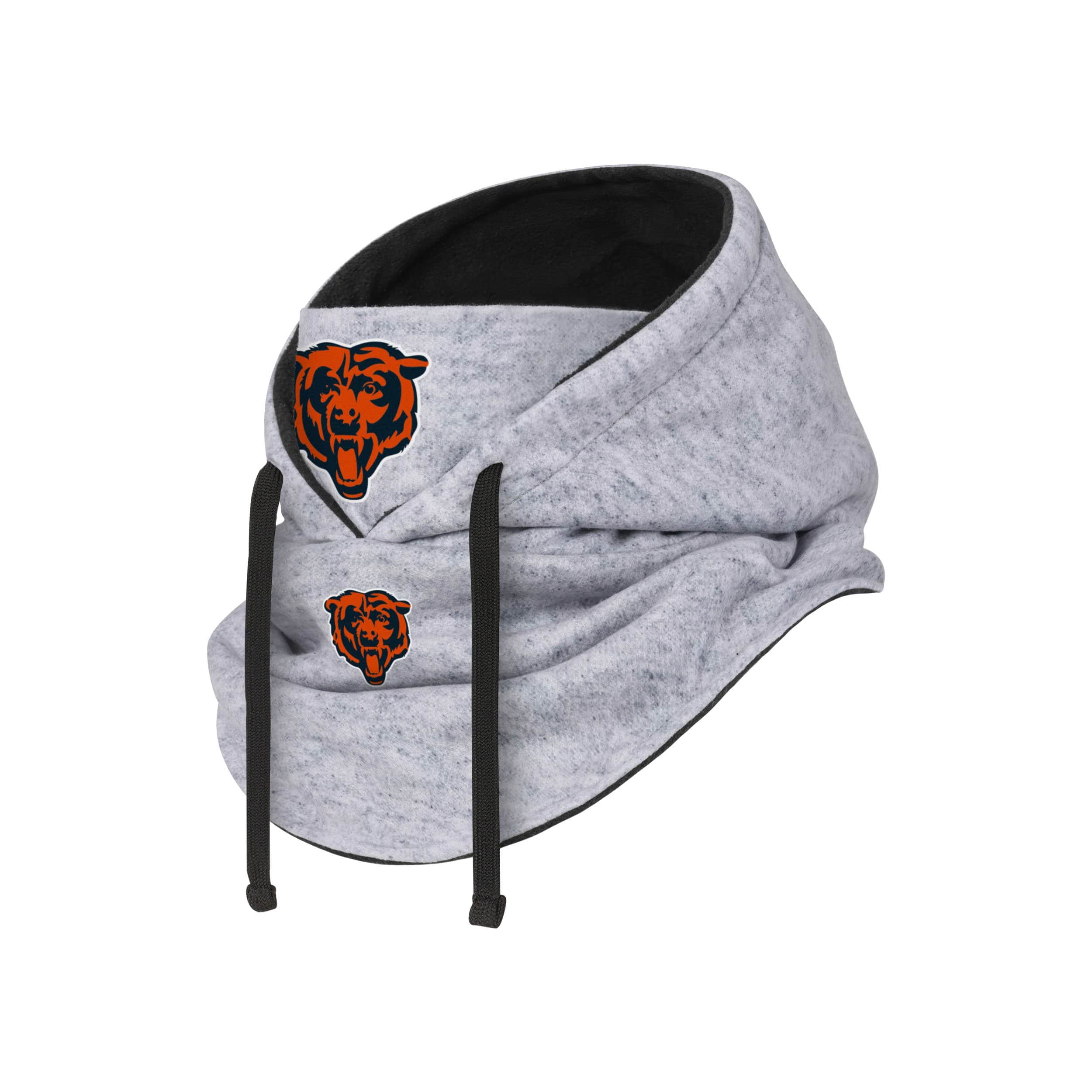 Chicago Bears NFL Heather Gray Drawstring Hooded Gaiter Scarf - Image 2