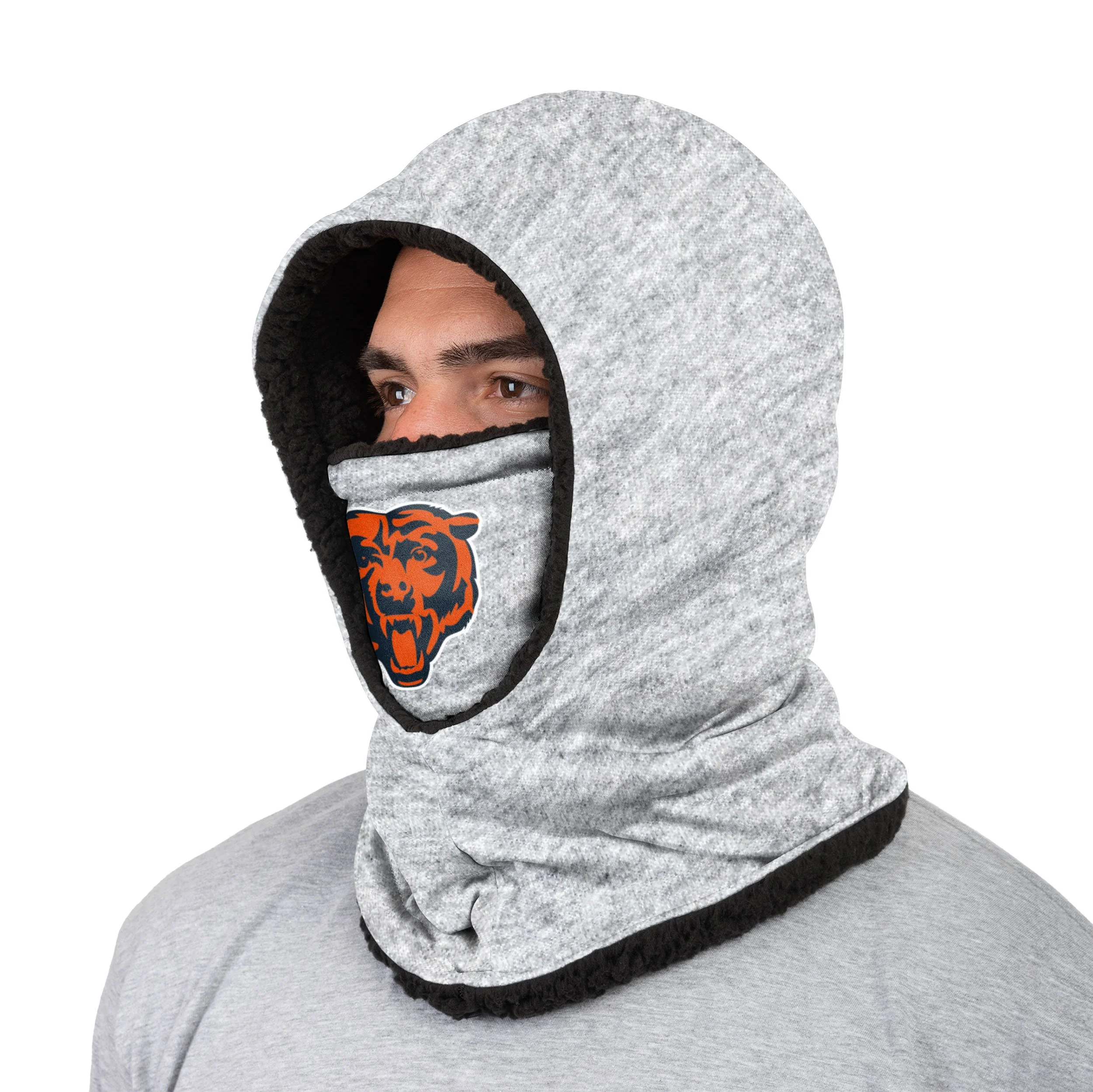 Chicago Bears NFL Heather Grey Big Logo Hooded Gaiter - Image 2