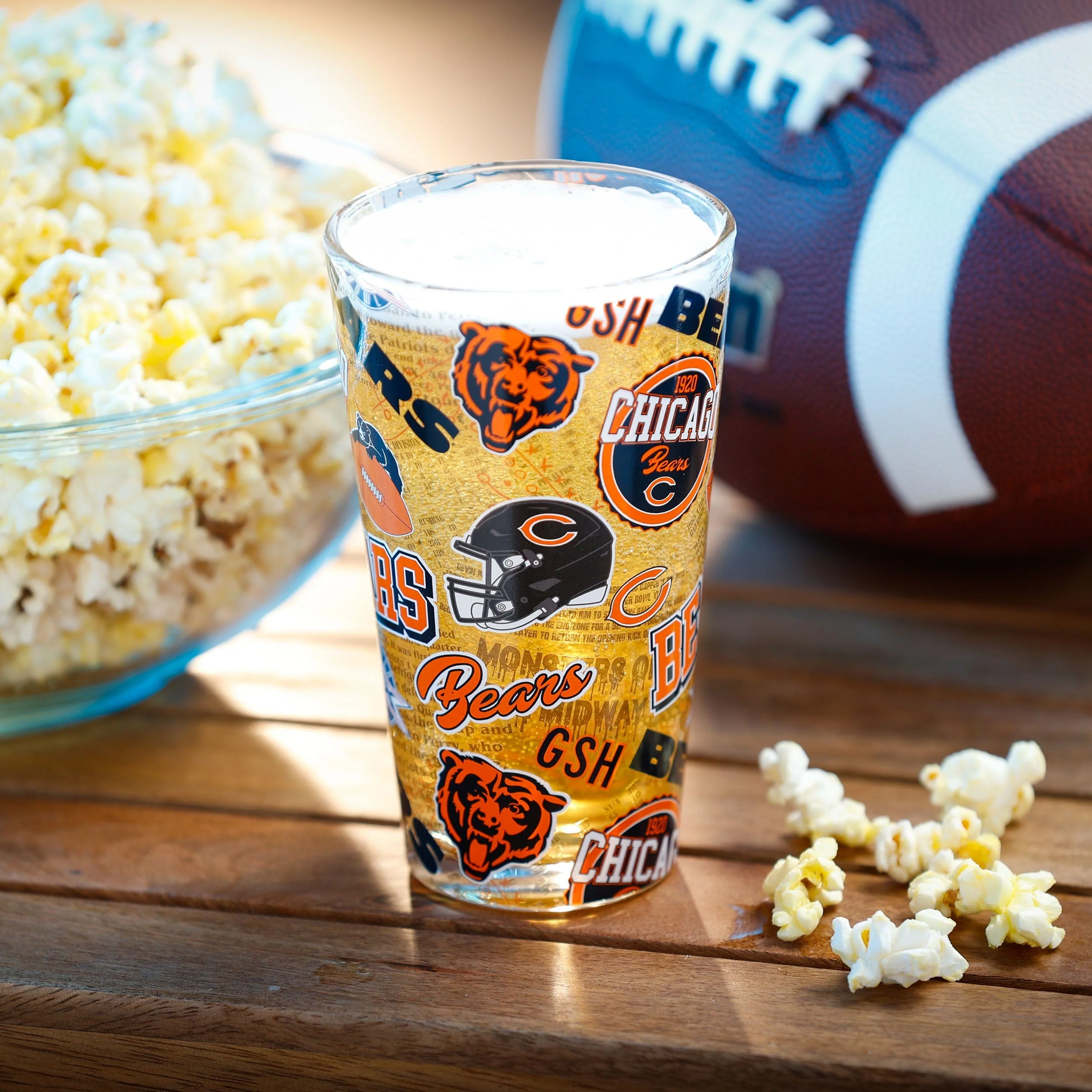 Chicago Bears NFL Historic Print Pint Glass - Image 2