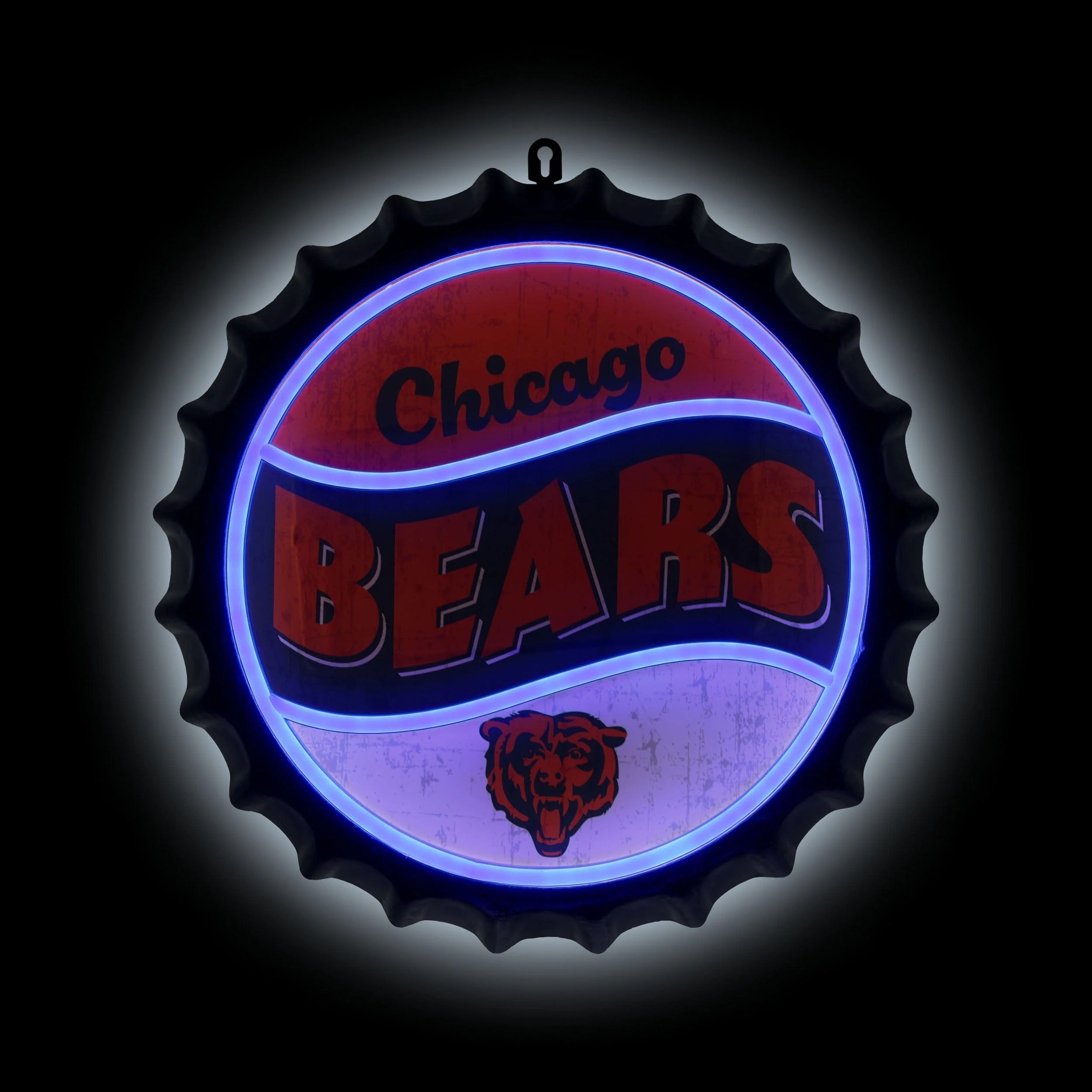Chicago Bears NFL LED Neon Backlit Bottle Cap Wall Sign - Image 2