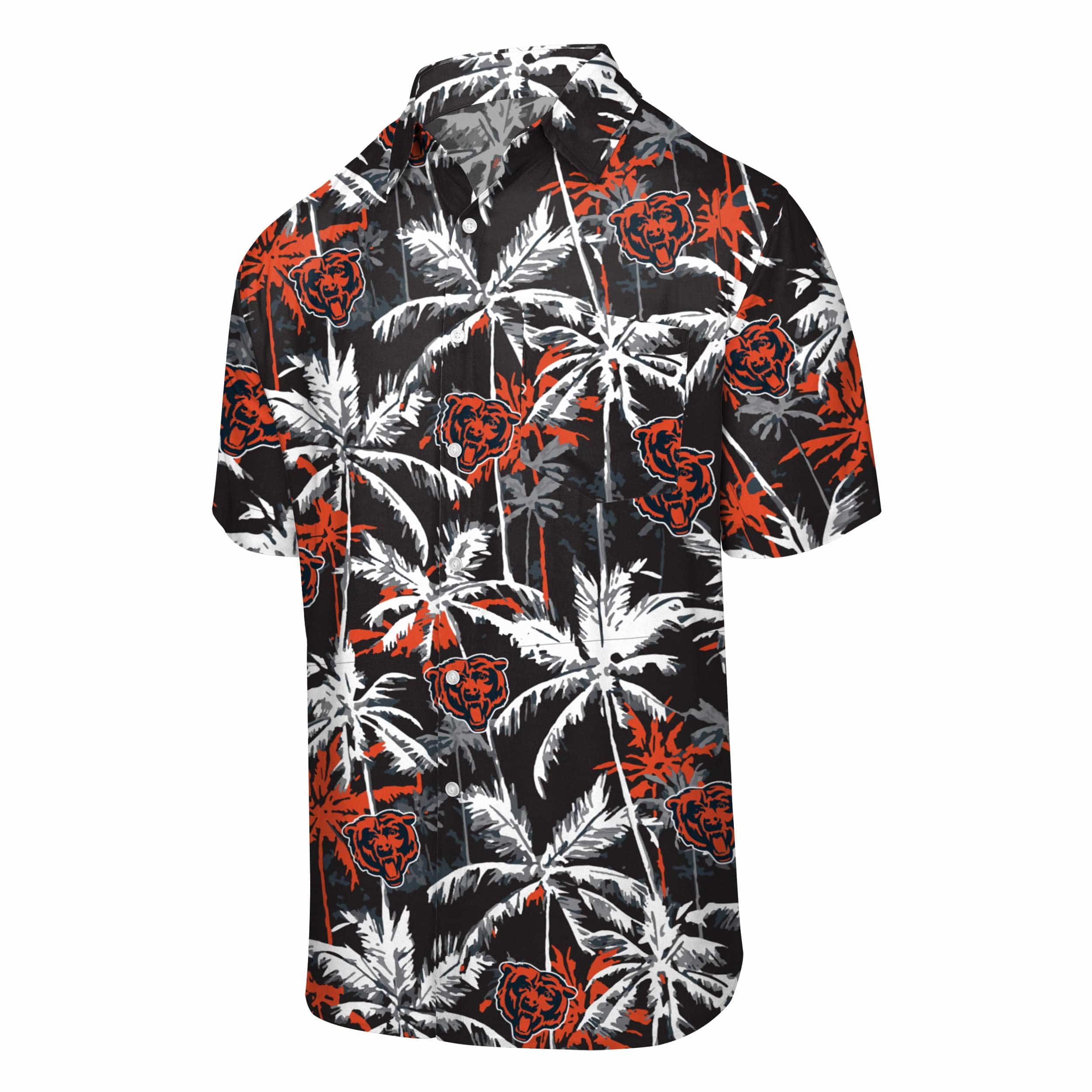 Chicago Bears NFL Mens Black Floral Button Up Shirt - Image 4