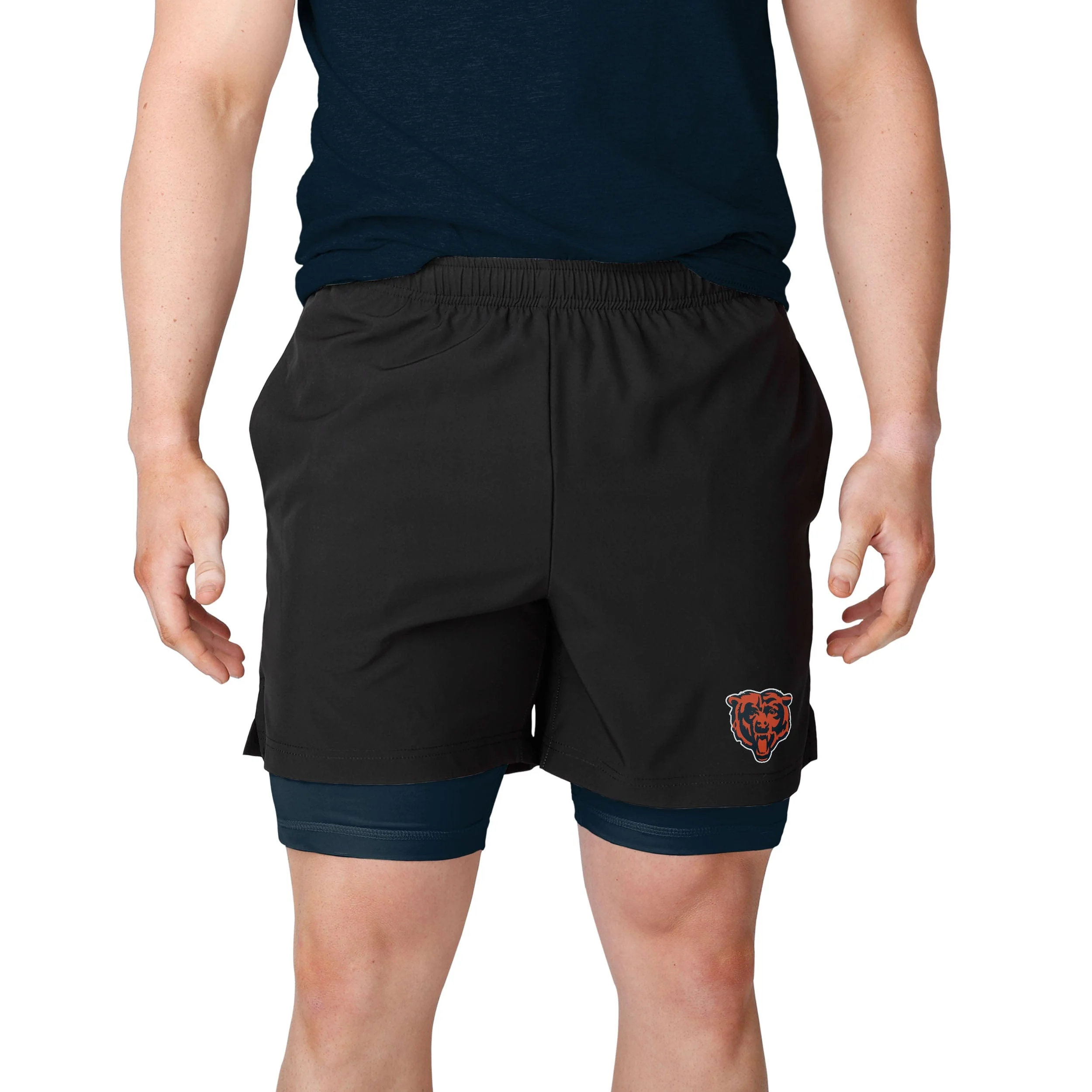 Chicago Bears NFL Mens Black Team Color Lining Shorts - Image 2