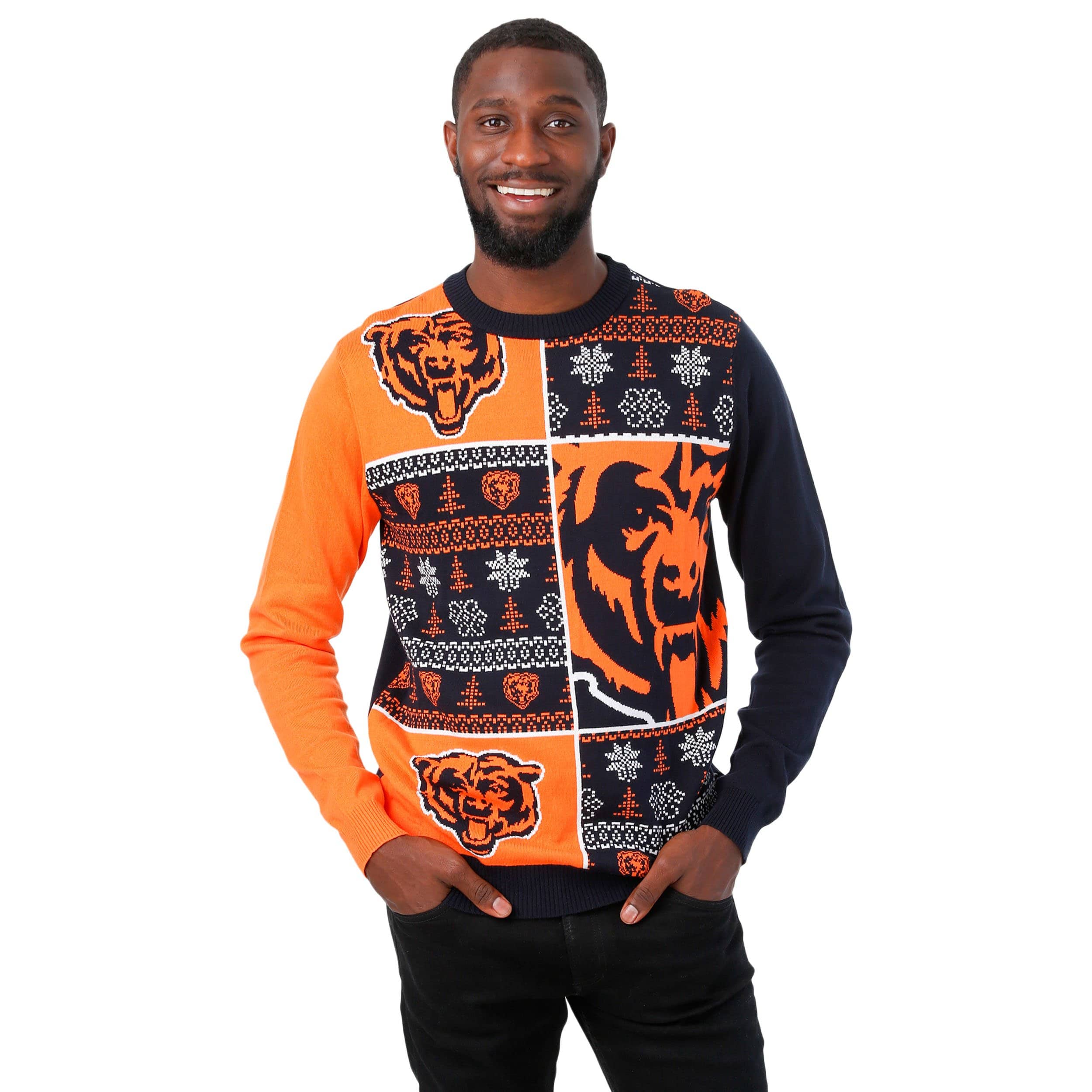 Chicago Bears NFL Mens Busy Block Snowfall Sweater - Image 2