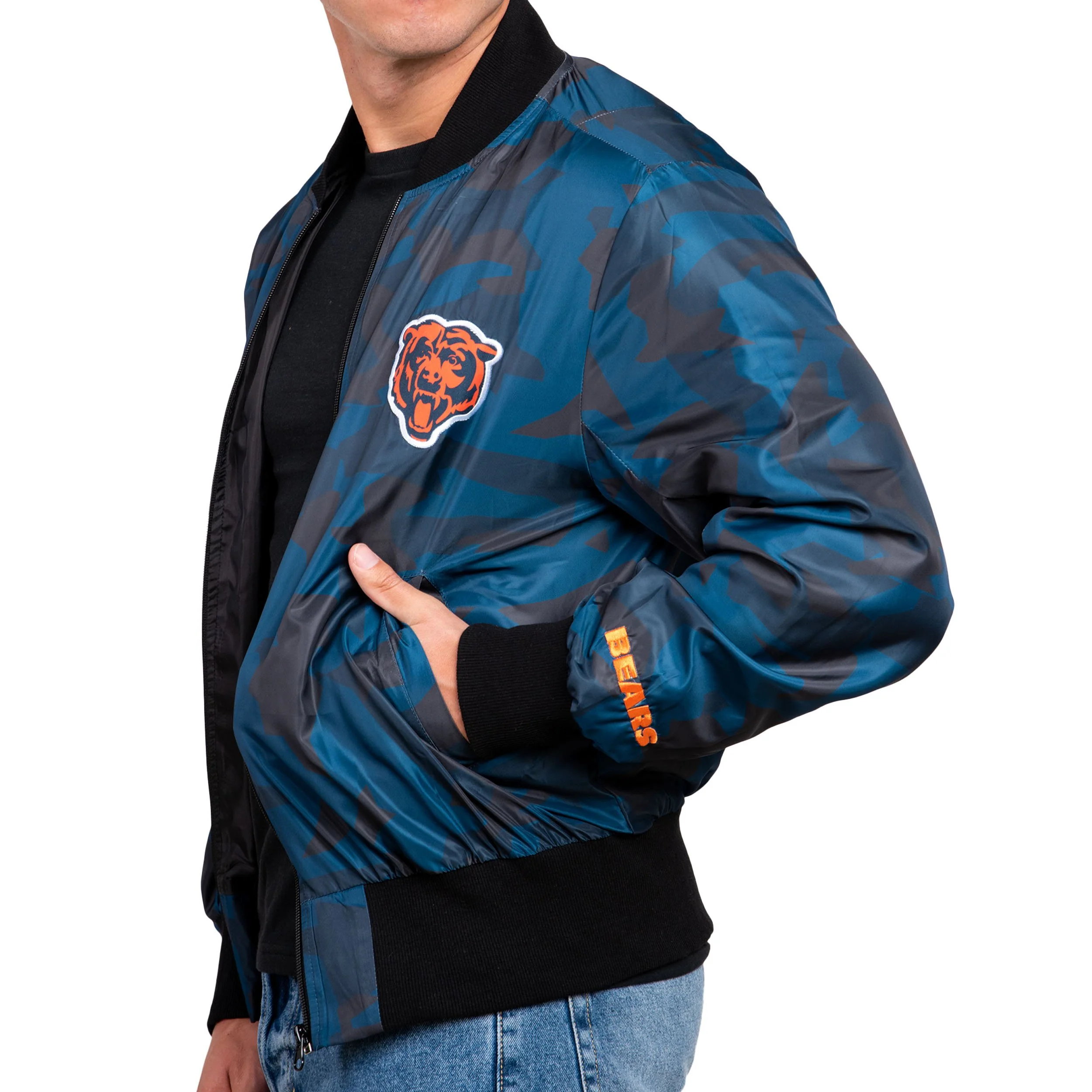 Chicago Bears NFL Mens Camo Bomber Jacket - Image 4