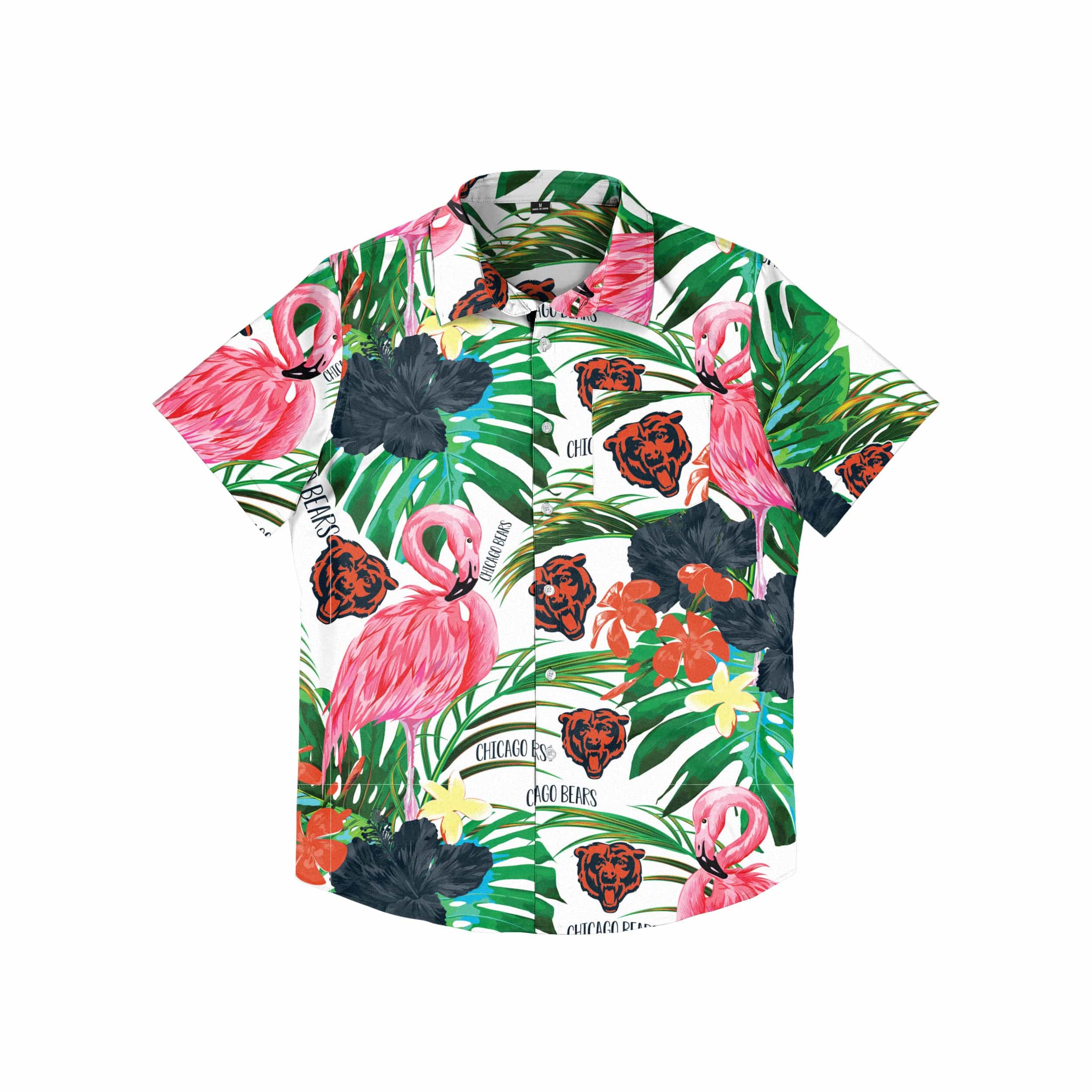 Chicago Bears NFL Mens Flamingo Button Up Shirt