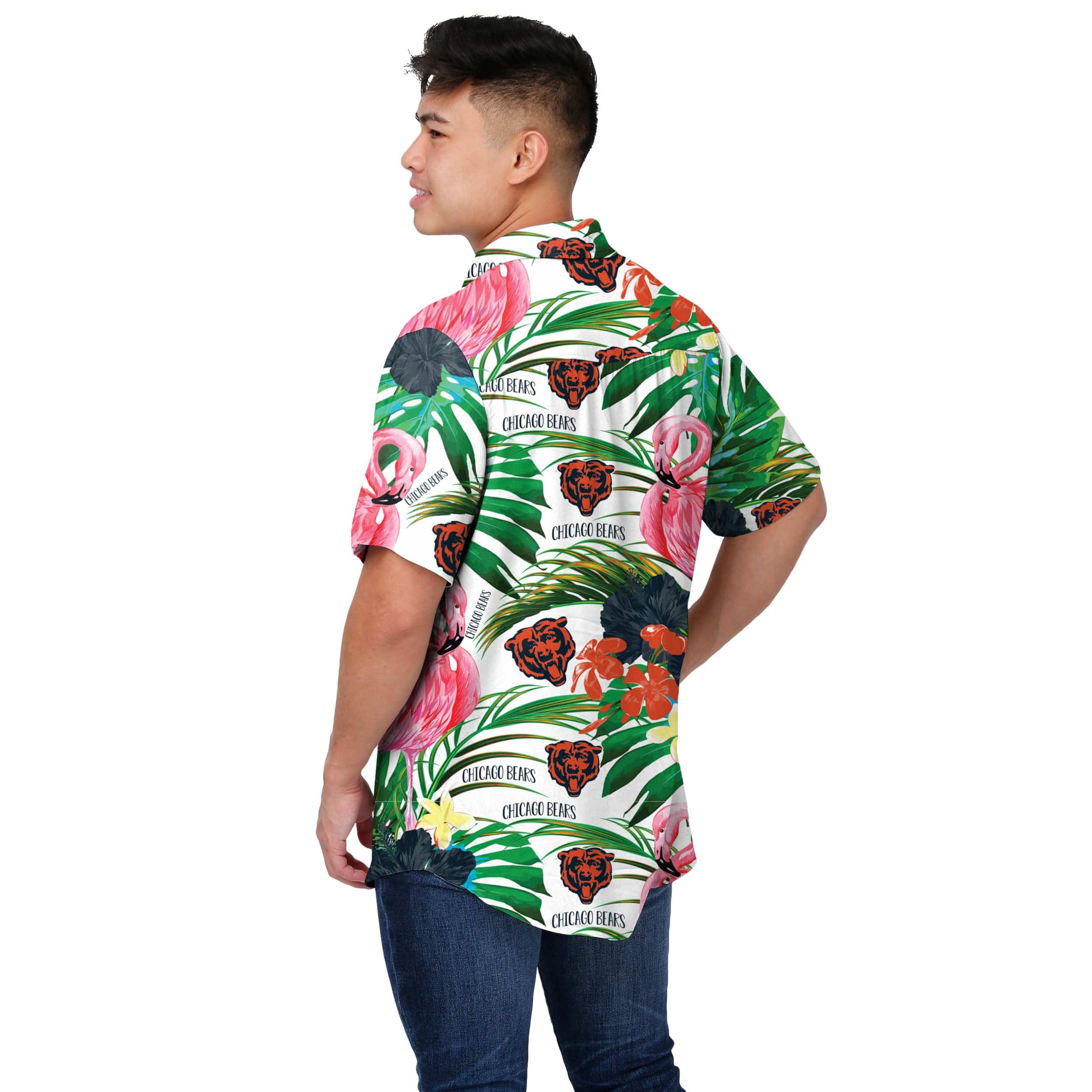 Chicago Bears NFL Mens Flamingo Button Up Shirt - Image 3
