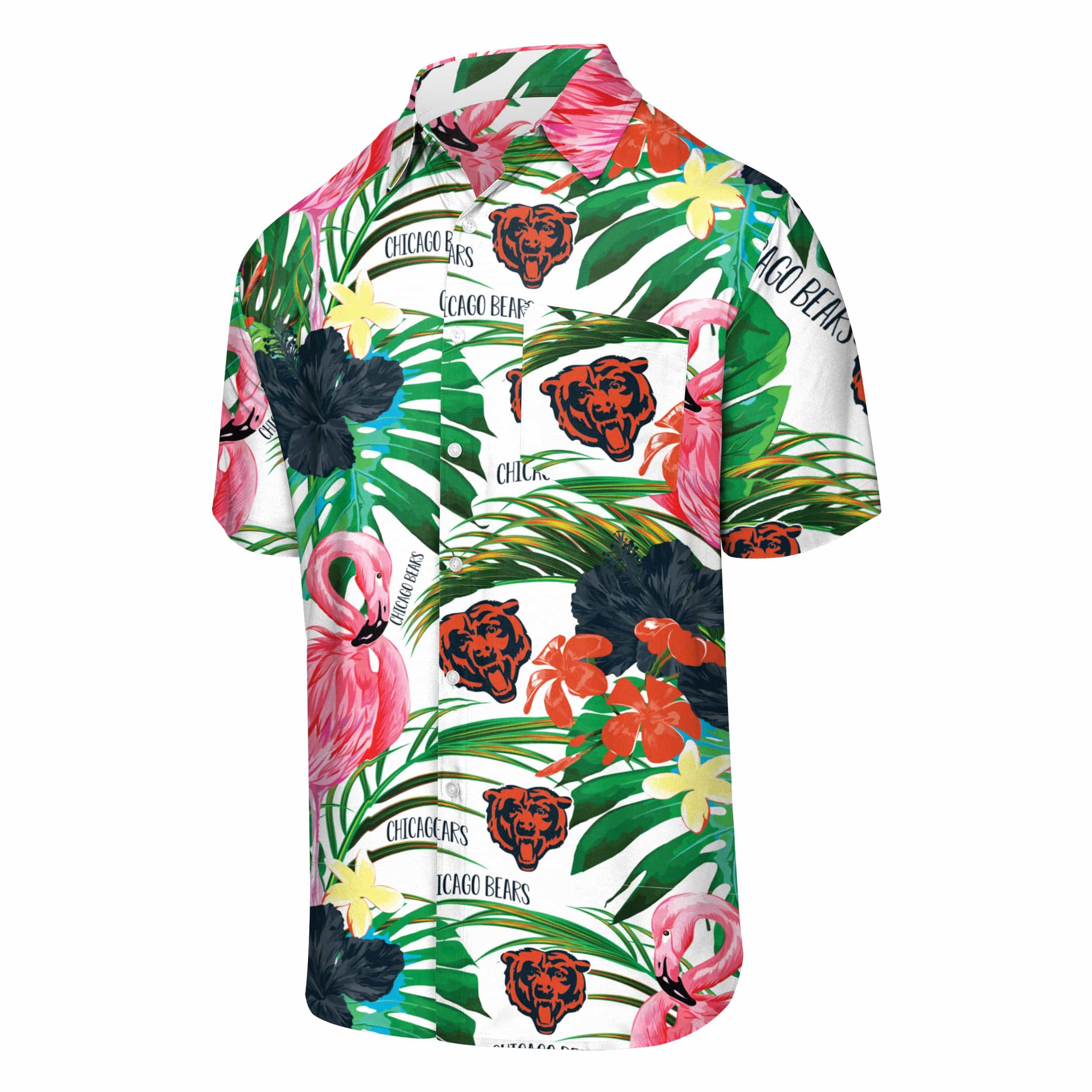 Chicago Bears NFL Mens Flamingo Button Up Shirt - Image 4