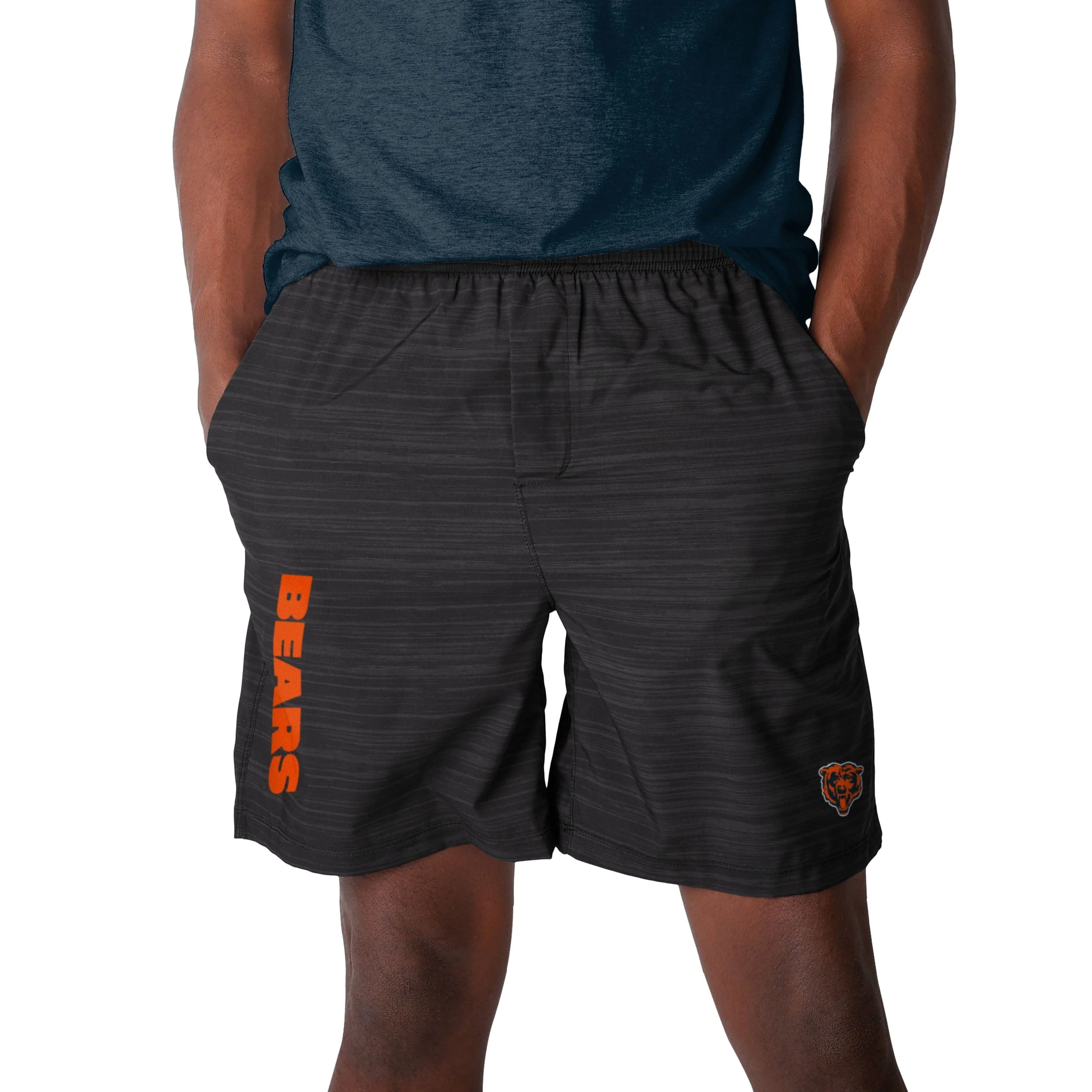 Chicago Bears NFL Mens Heathered Black Woven Liner Shorts - Image 2