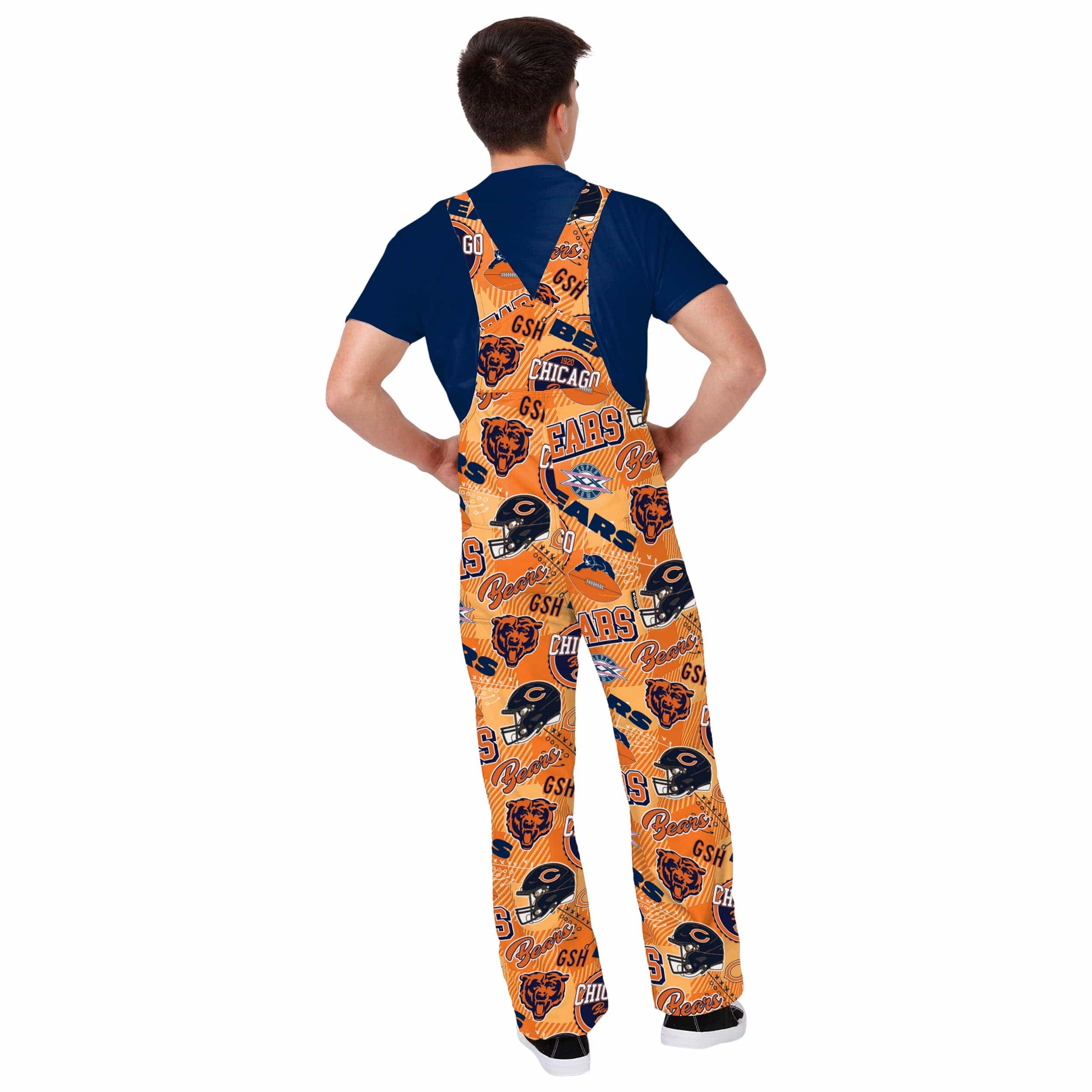 Chicago Bears NFL Mens Historic Print Bib Overalls - Image 2